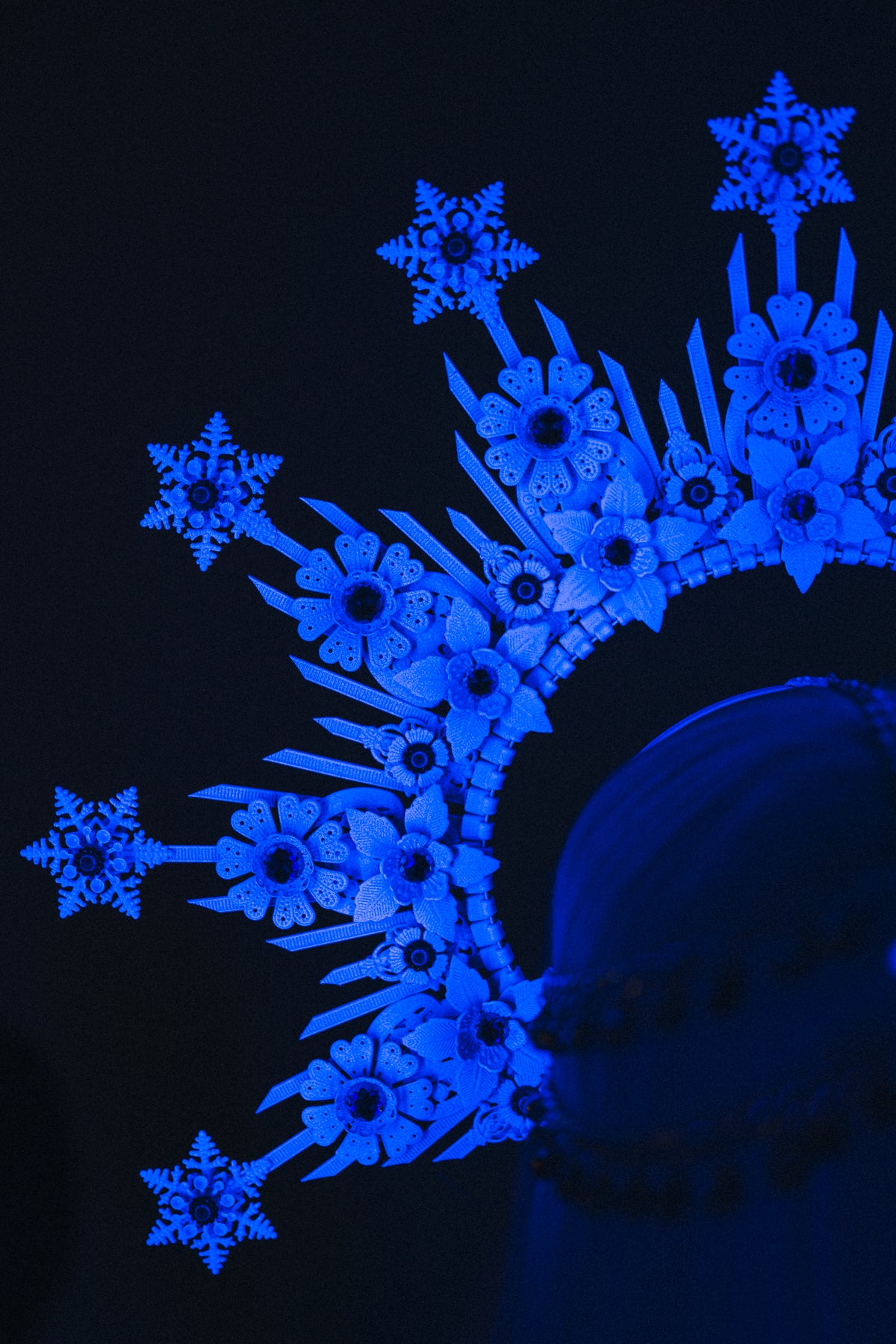 UV Active Blue Snowflake Halo Crown Winter Tiara