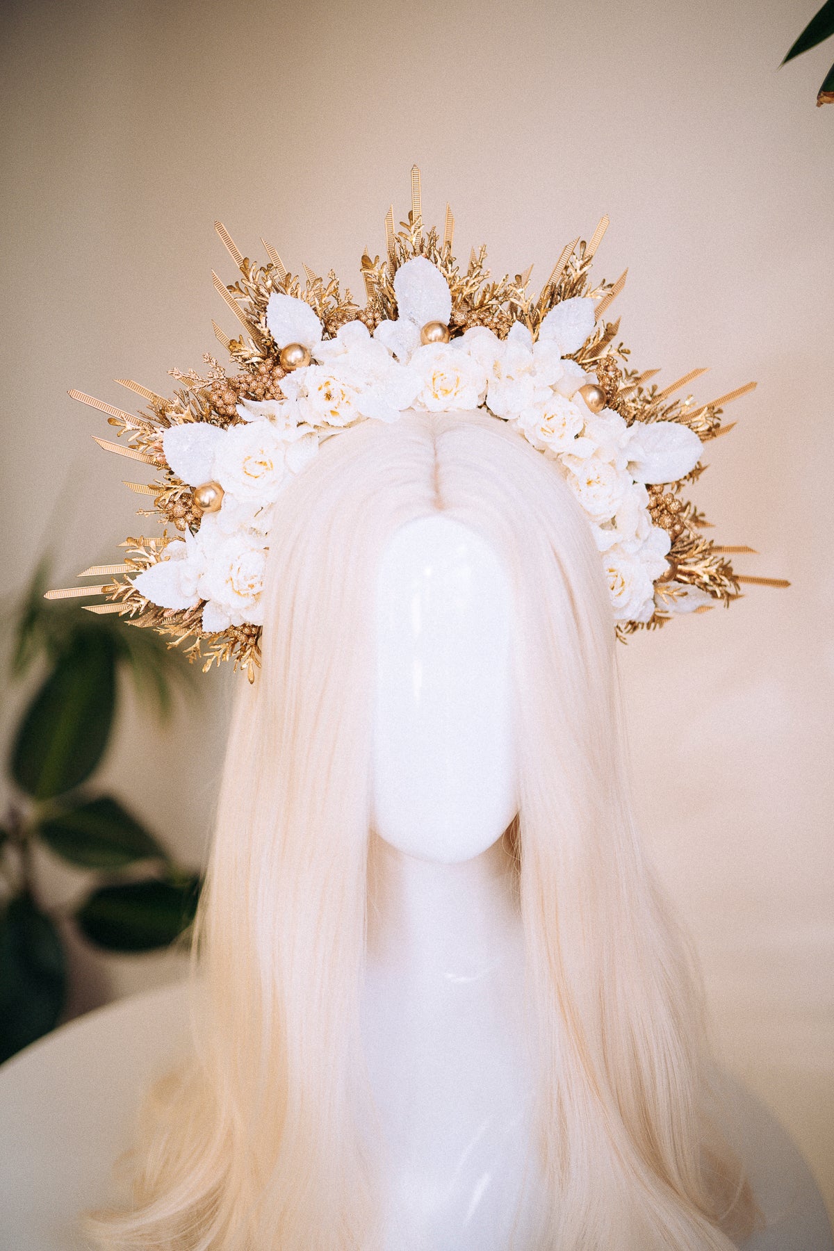 Gold Halo Winter Flower Crown
