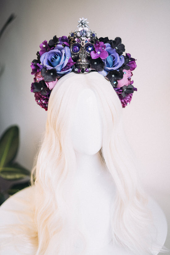 Flower Sugar Skull Crown Purple