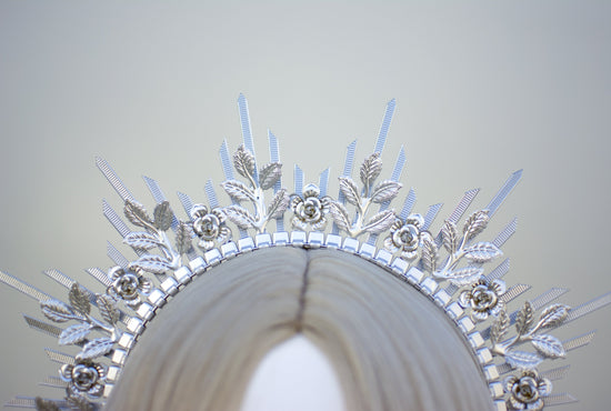 Silver Flower Halo Crown