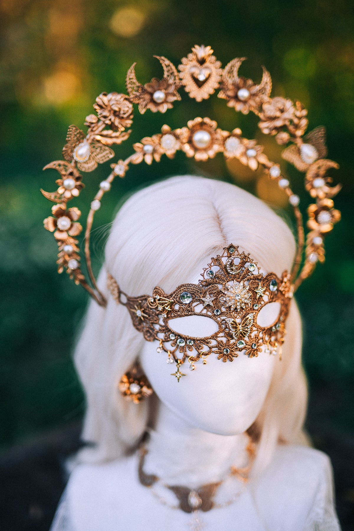 Gold Bridal Earrings Pearl Wedding Earrings Masquerade Style