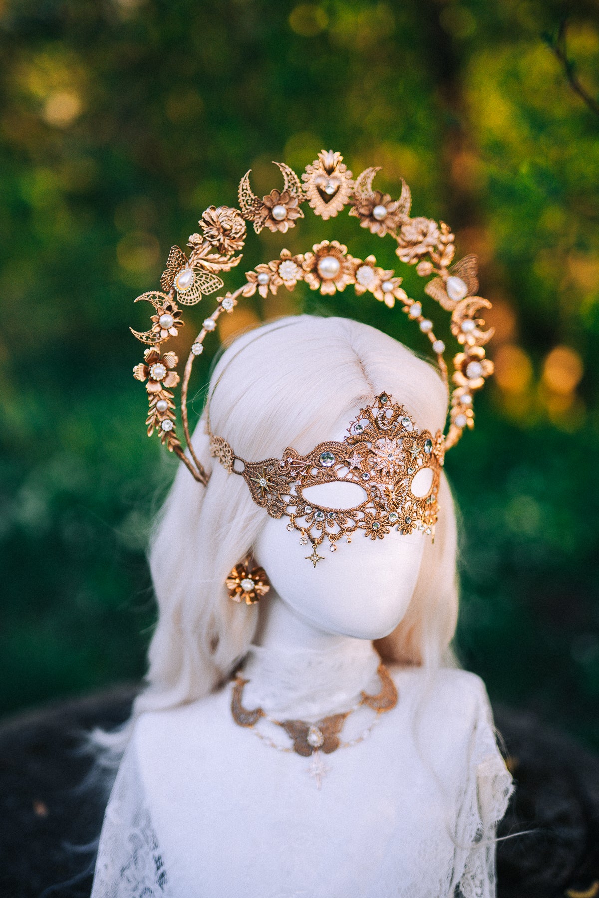 Gold Bridal Earrings Pearl Wedding Earrings Masquerade Style
