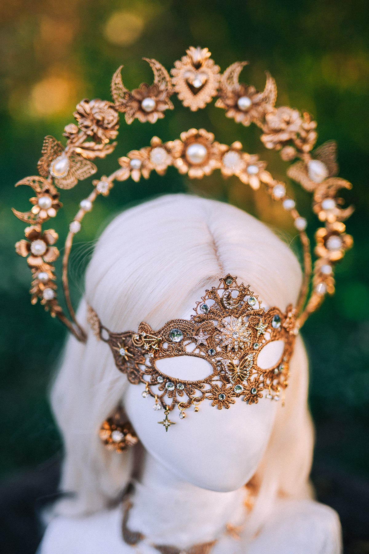 Gold Bridal Earrings Pearl Wedding Earrings Masquerade Style