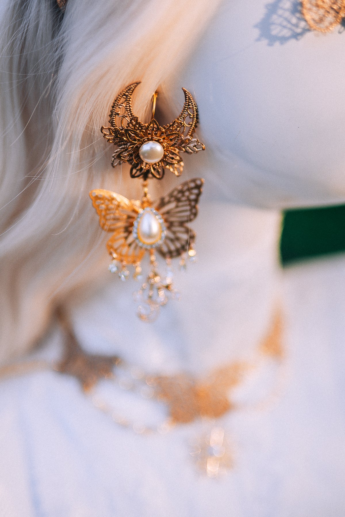 Bridal Halo Crown Gold Pearl Wedding Headpiece