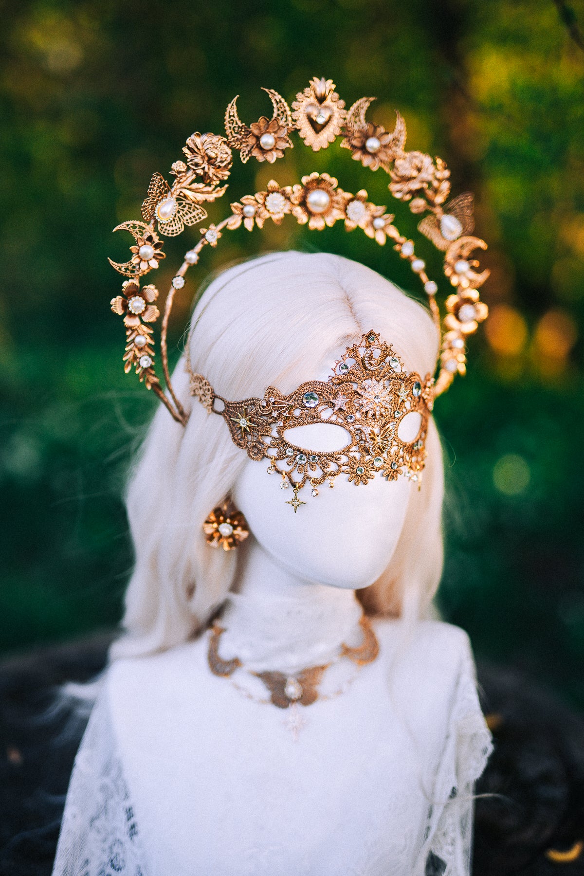 Gold Bridal Earrings Pearl Wedding Earrings Masquerade Style