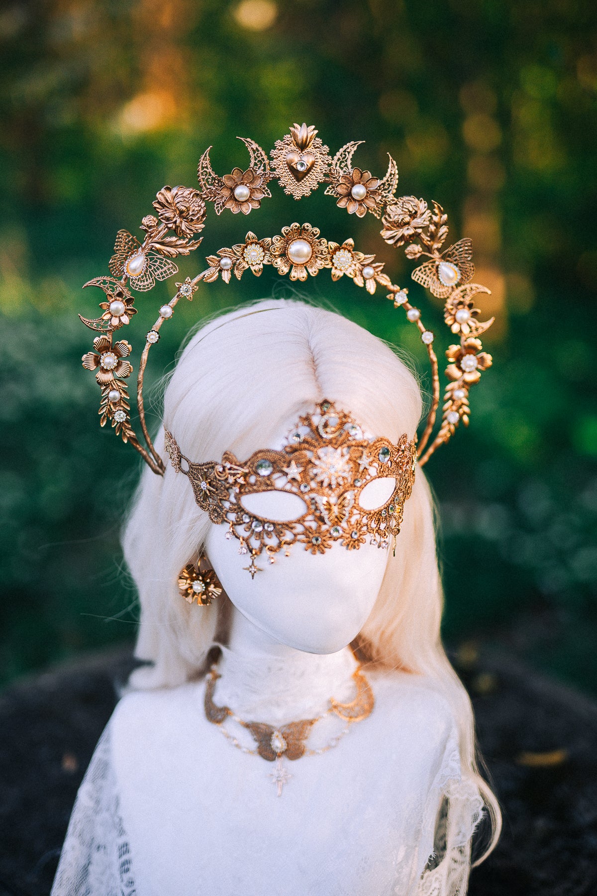 Gold Bridal Earrings Pearl Wedding Earrings Masquerade Style