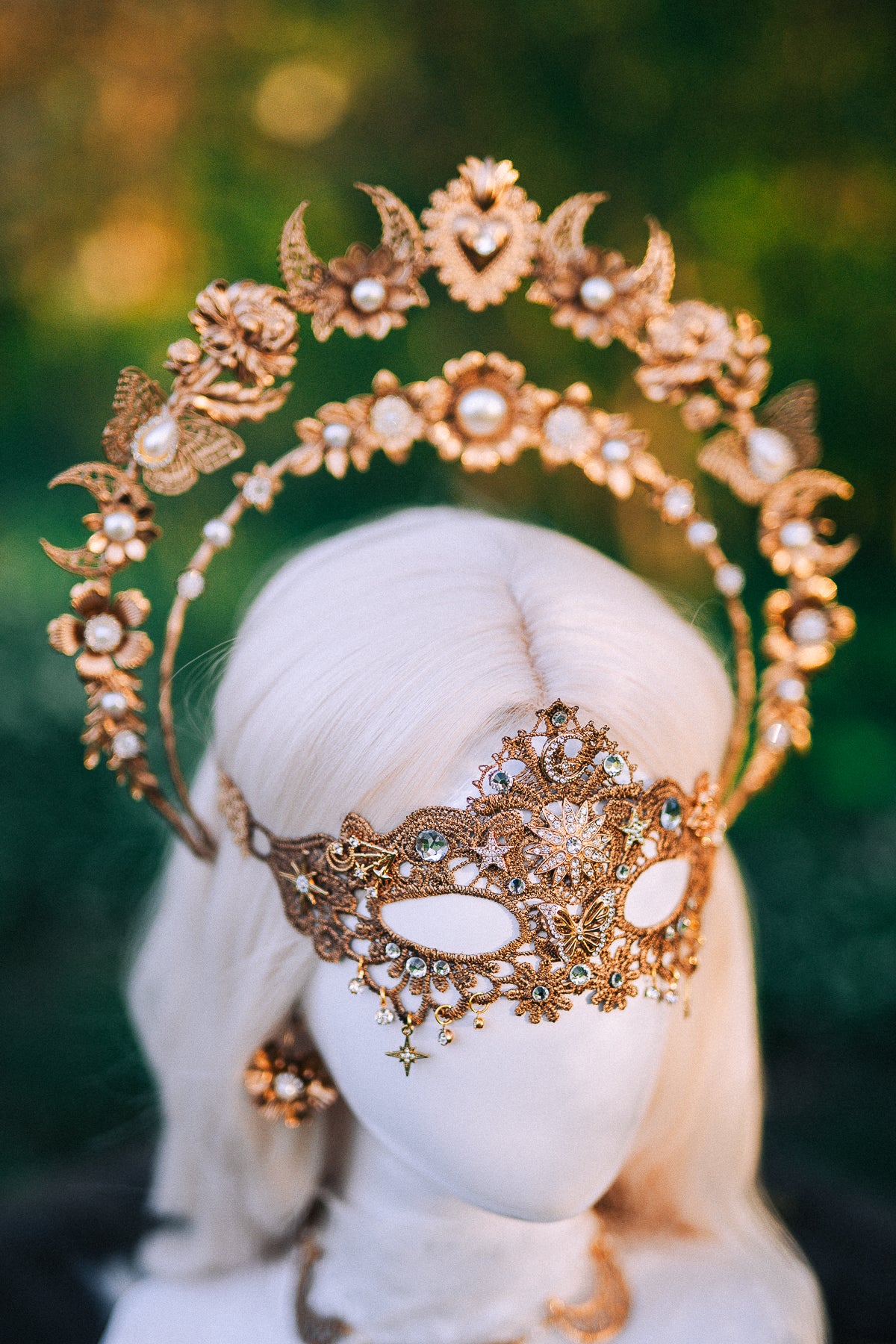 Gold Bridal Earrings Pearl Wedding Earrings Masquerade Style