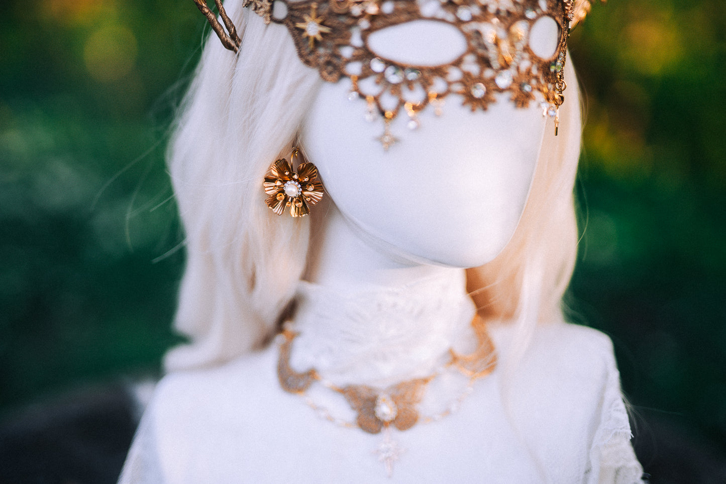 Gold Bridal Earrings Pearl Wedding Earrings Masquerade Style