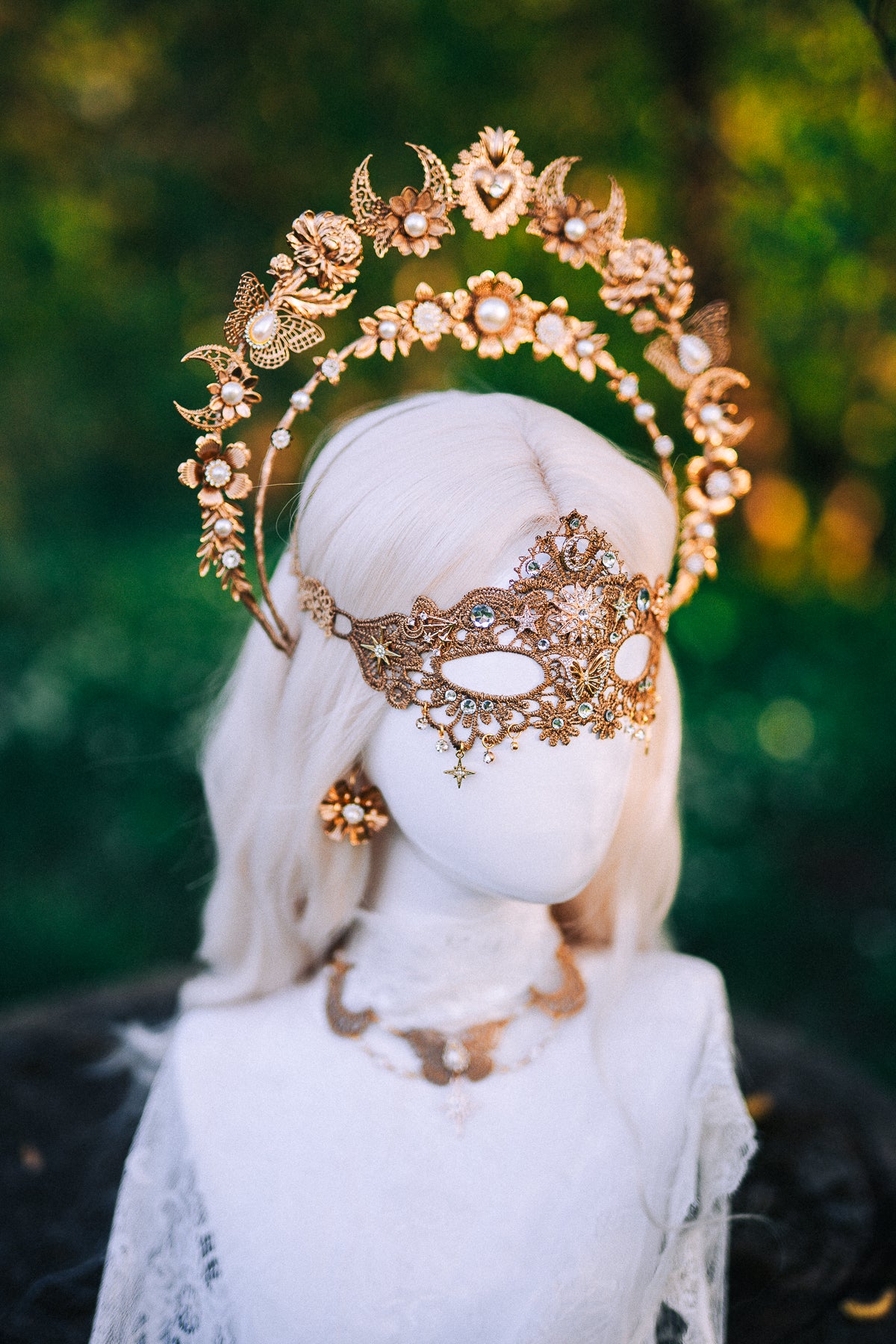 Gold Bridal Earrings Pearl Wedding Earrings Masquerade Style