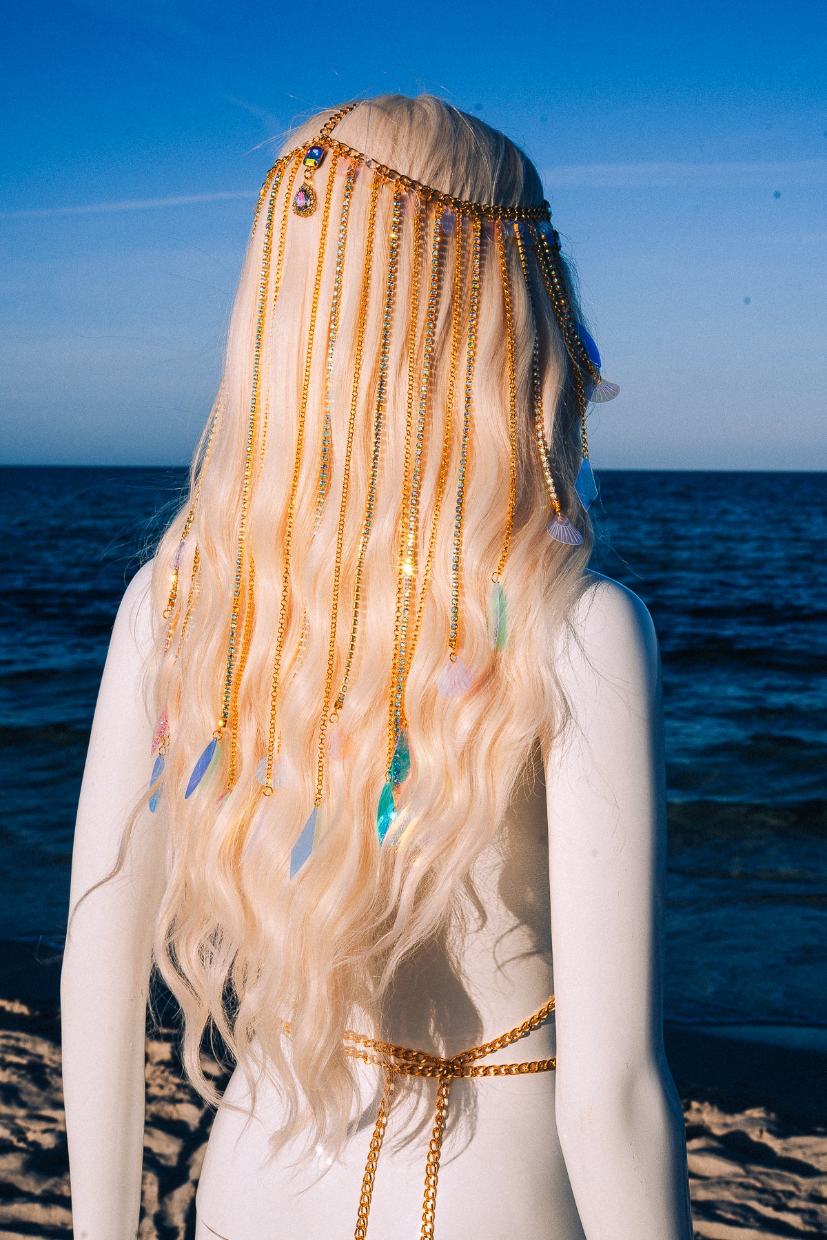 Golden Goddess Chain Bra Festival Harness Beach Body Jewelry