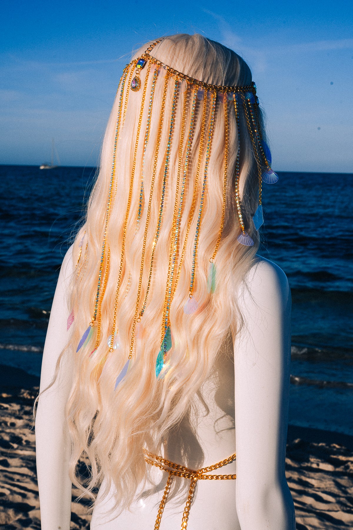 Golden Goddess Chain Bra Festival Harness Beach Body Jewelry