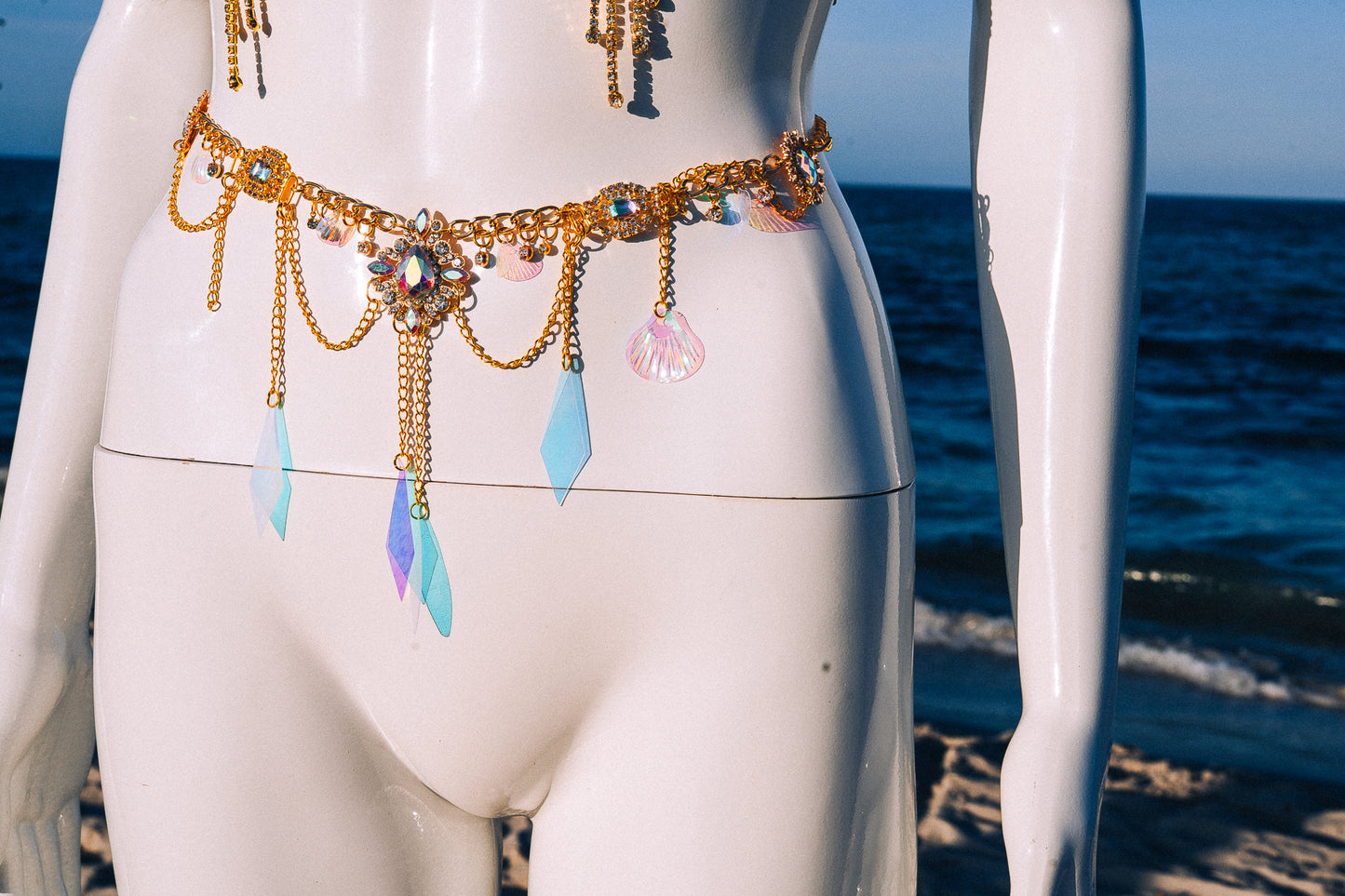 Golden Goddess Chain Bra Festival Harness Beach Body Jewelry