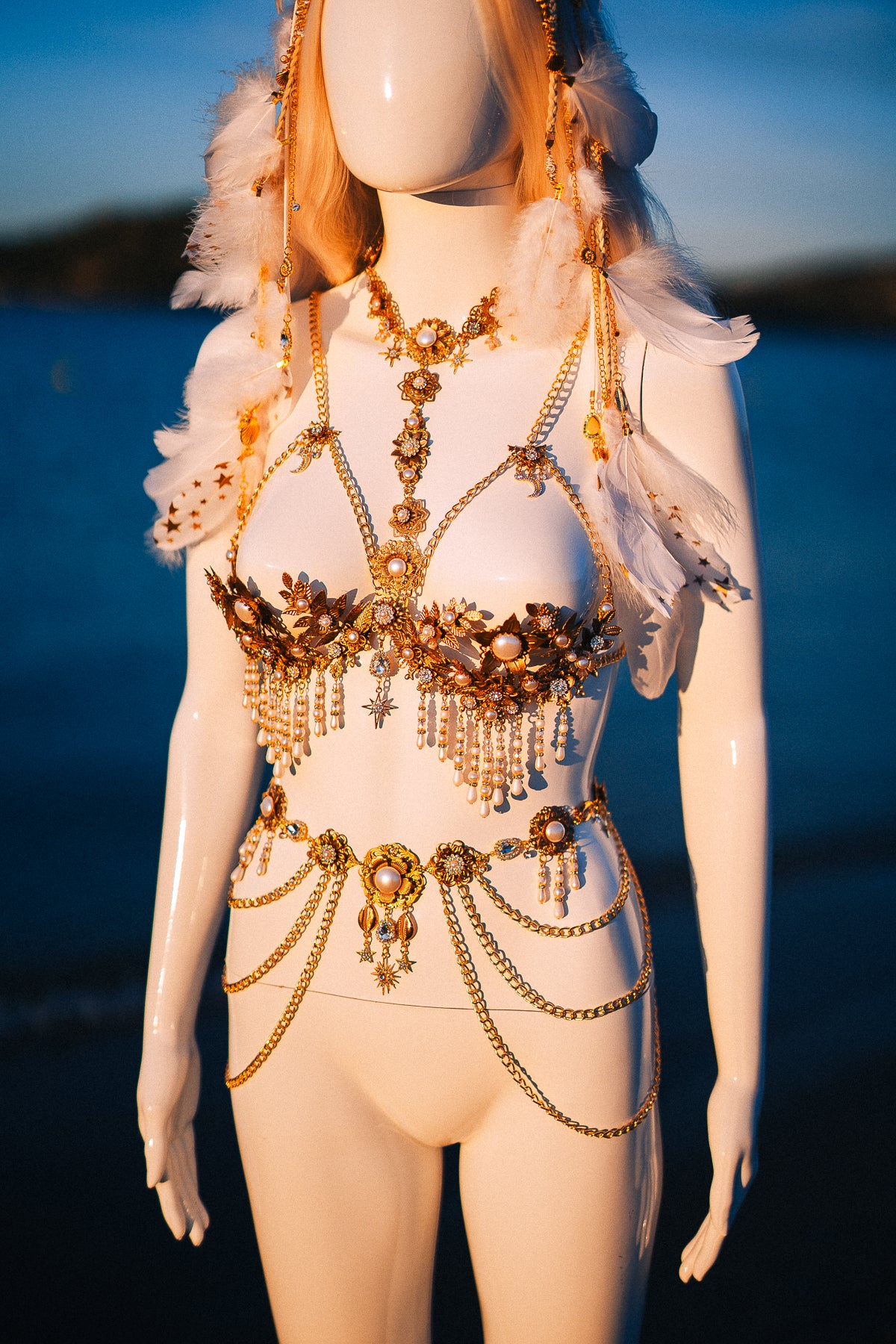 Celestial Moon Goddess Pearl Belt Festival Waist Chain