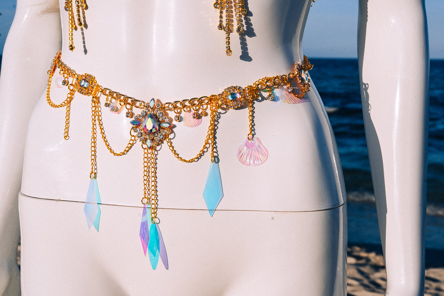 Golden Goddess Chain Bra Festival Harness Beach Body Jewelry