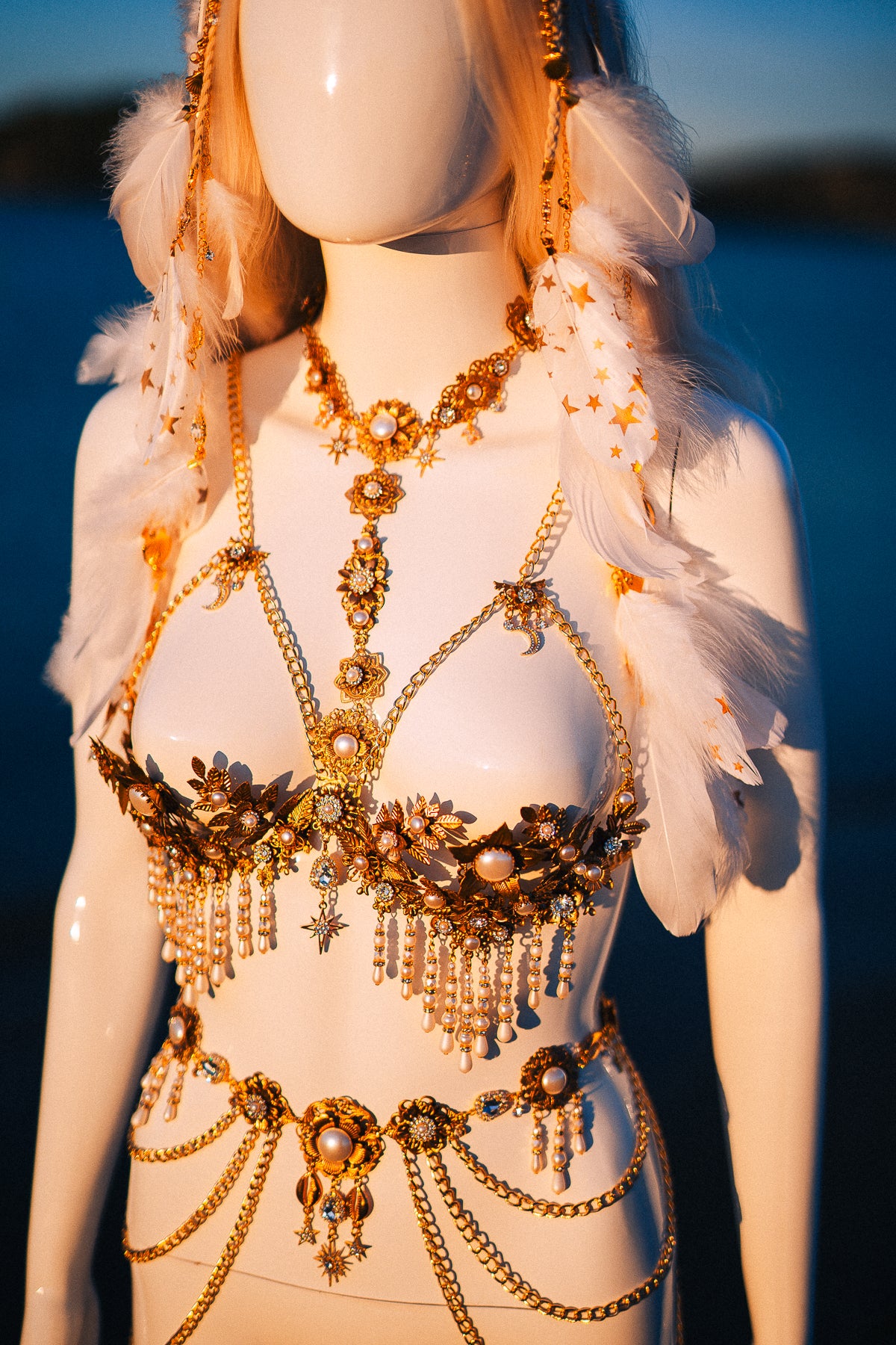 Celestial Moon Goddess Pearl Belt Festival Waist Chain