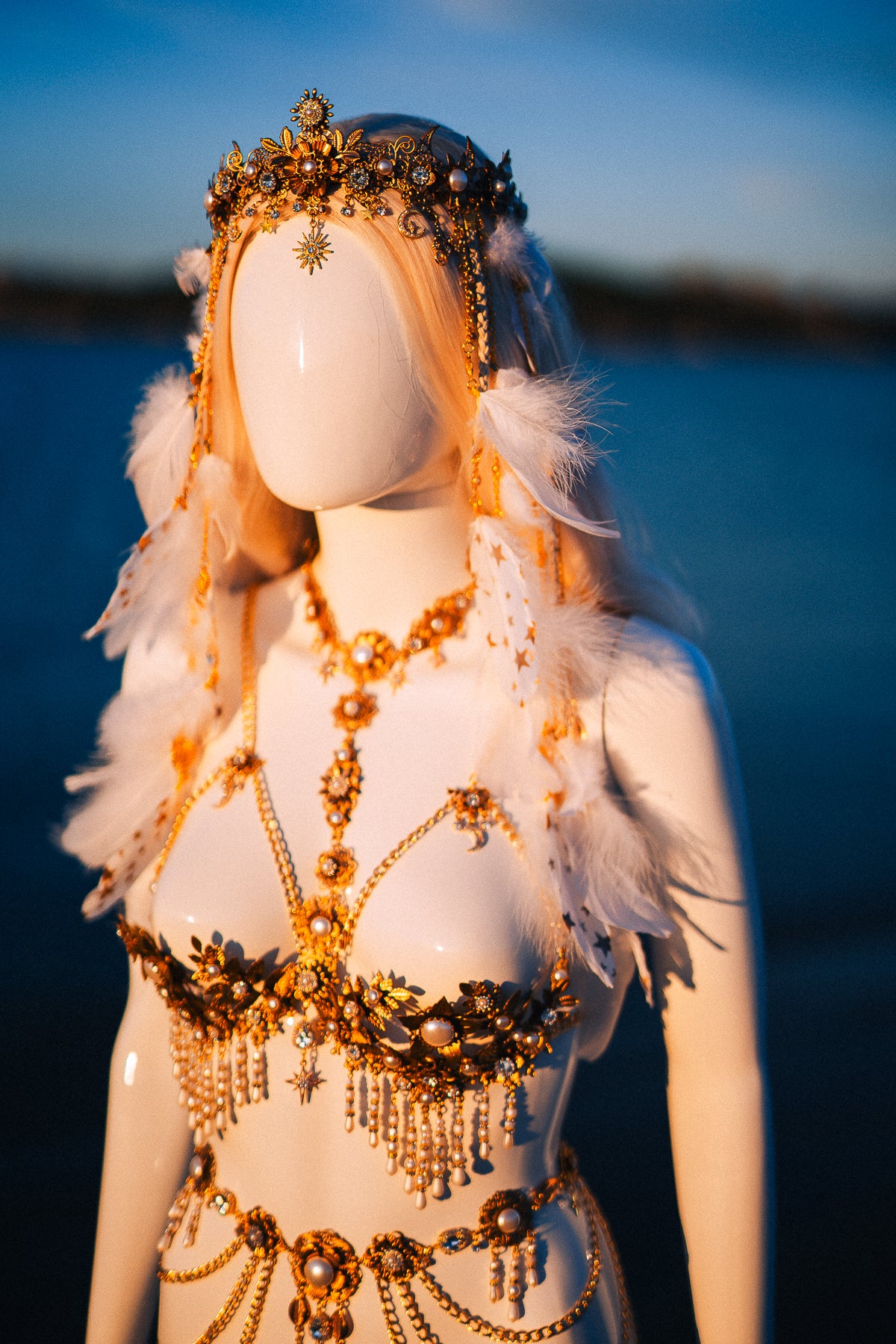 Celestial Moon Goddess Pearl Belt Festival Waist Chain