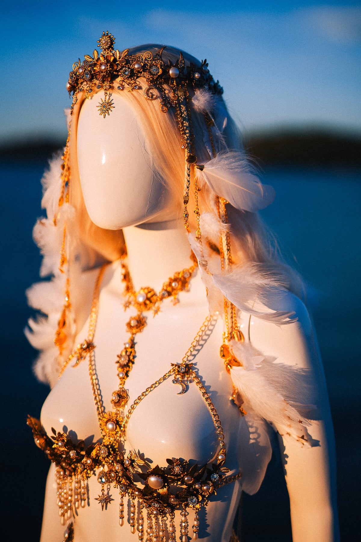 Celestial Moon Goddess Pearl Belt Festival Waist Chain