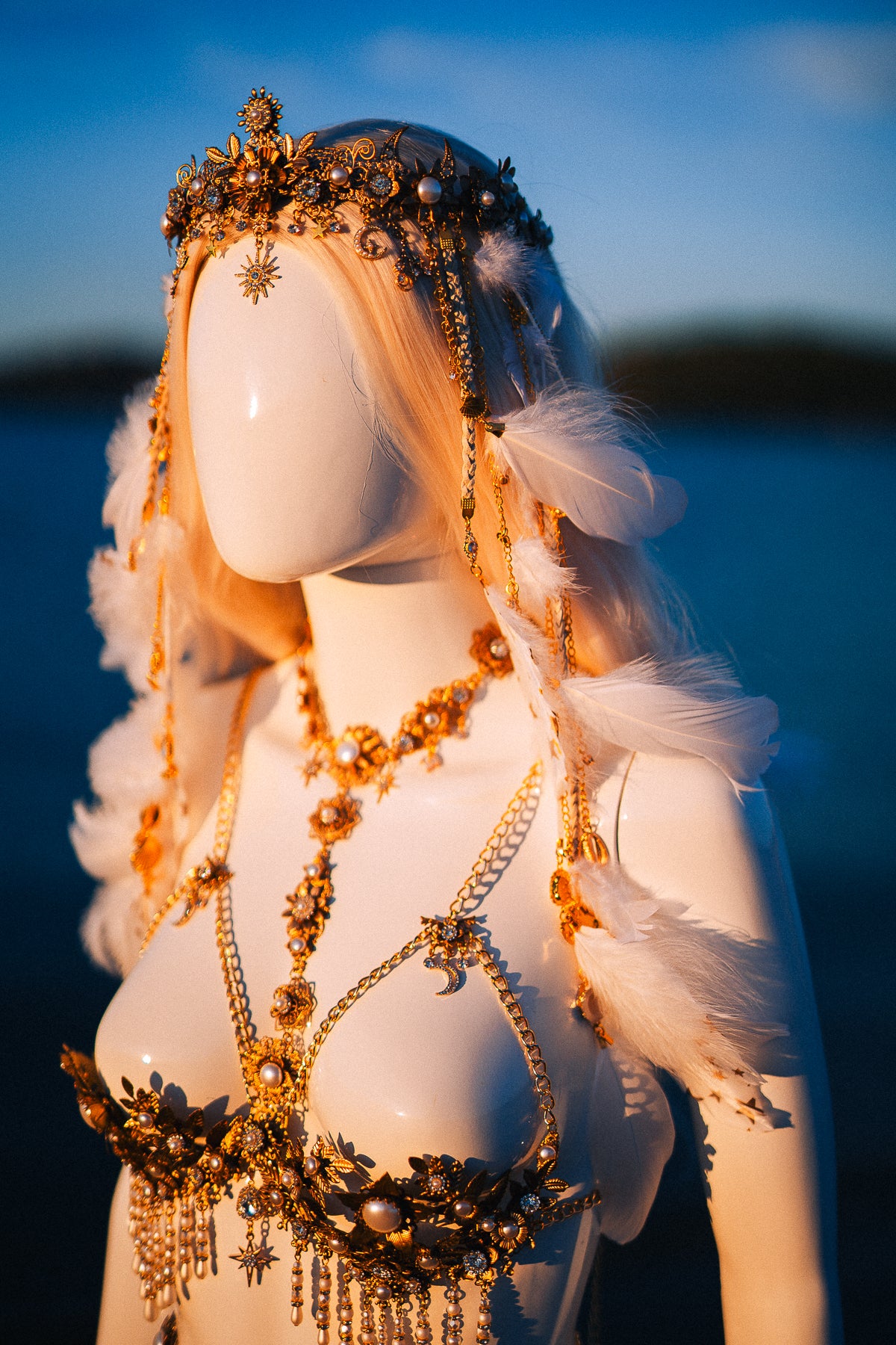 Celestial Moon Goddess Pearl Belt Festival Waist Chain