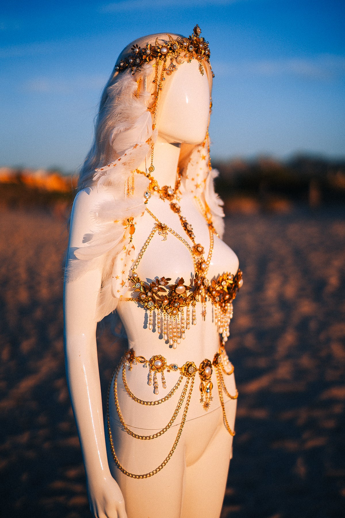 Celestial Moon Goddess Pearl Belt Festival Waist Chain
