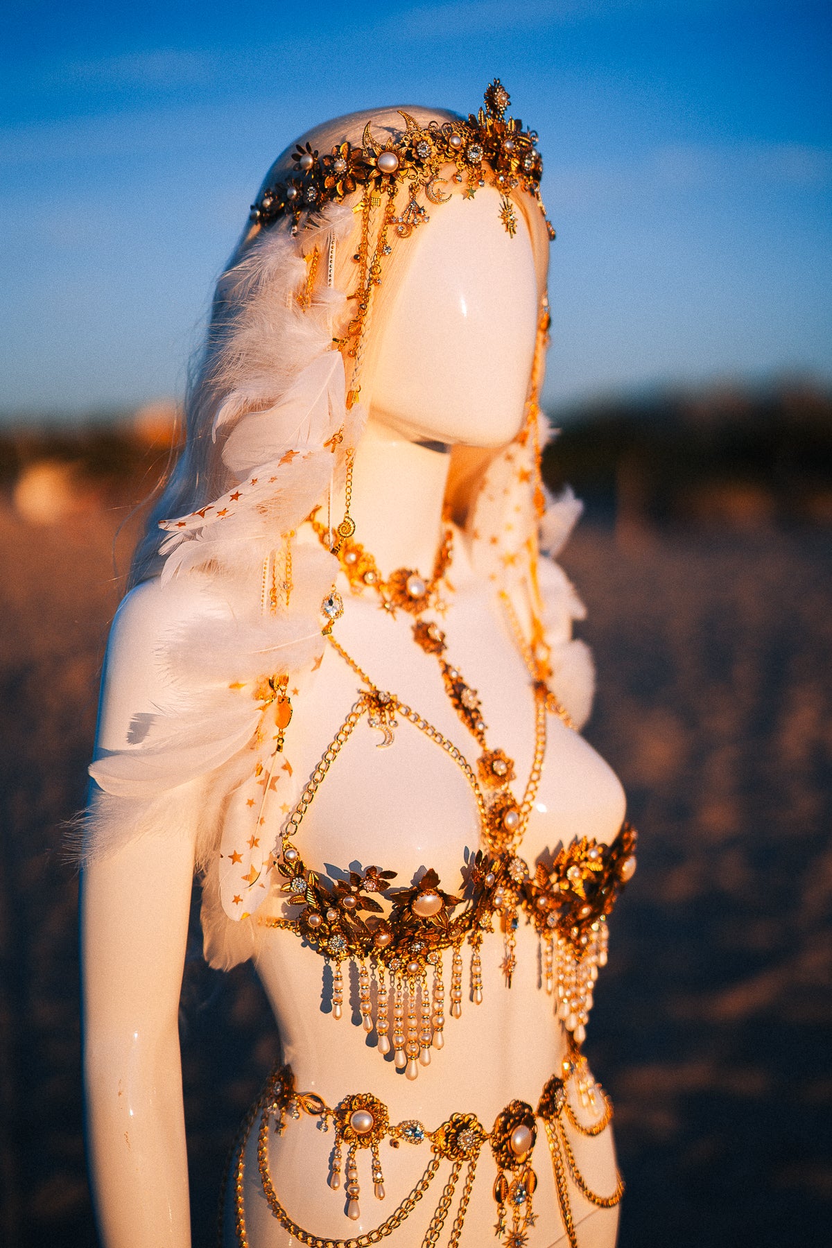 Celestial Moon Goddess Pearl Belt Festival Waist Chain