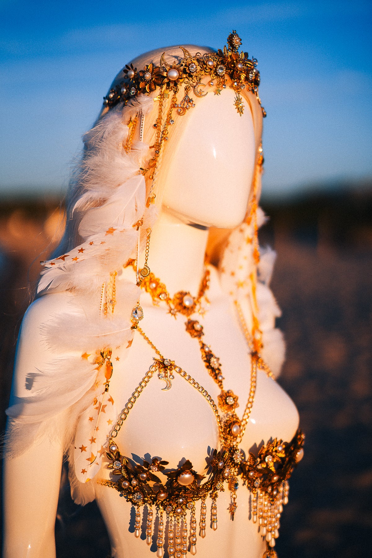 Celestial Moon Goddess Pearl Belt Festival Waist Chain
