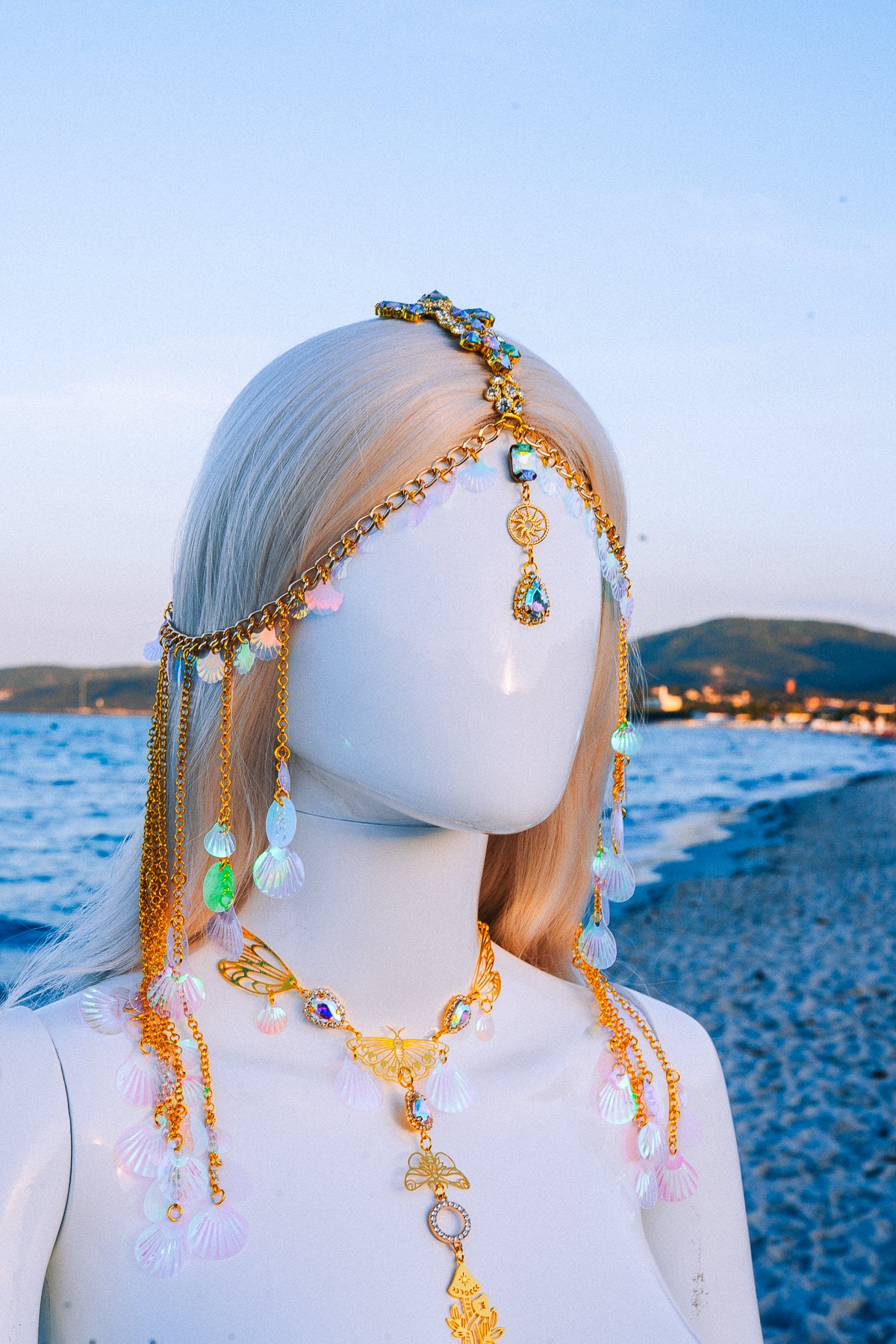 Gold Seashell Harness Beach Goddess Festival Body Chain Costume