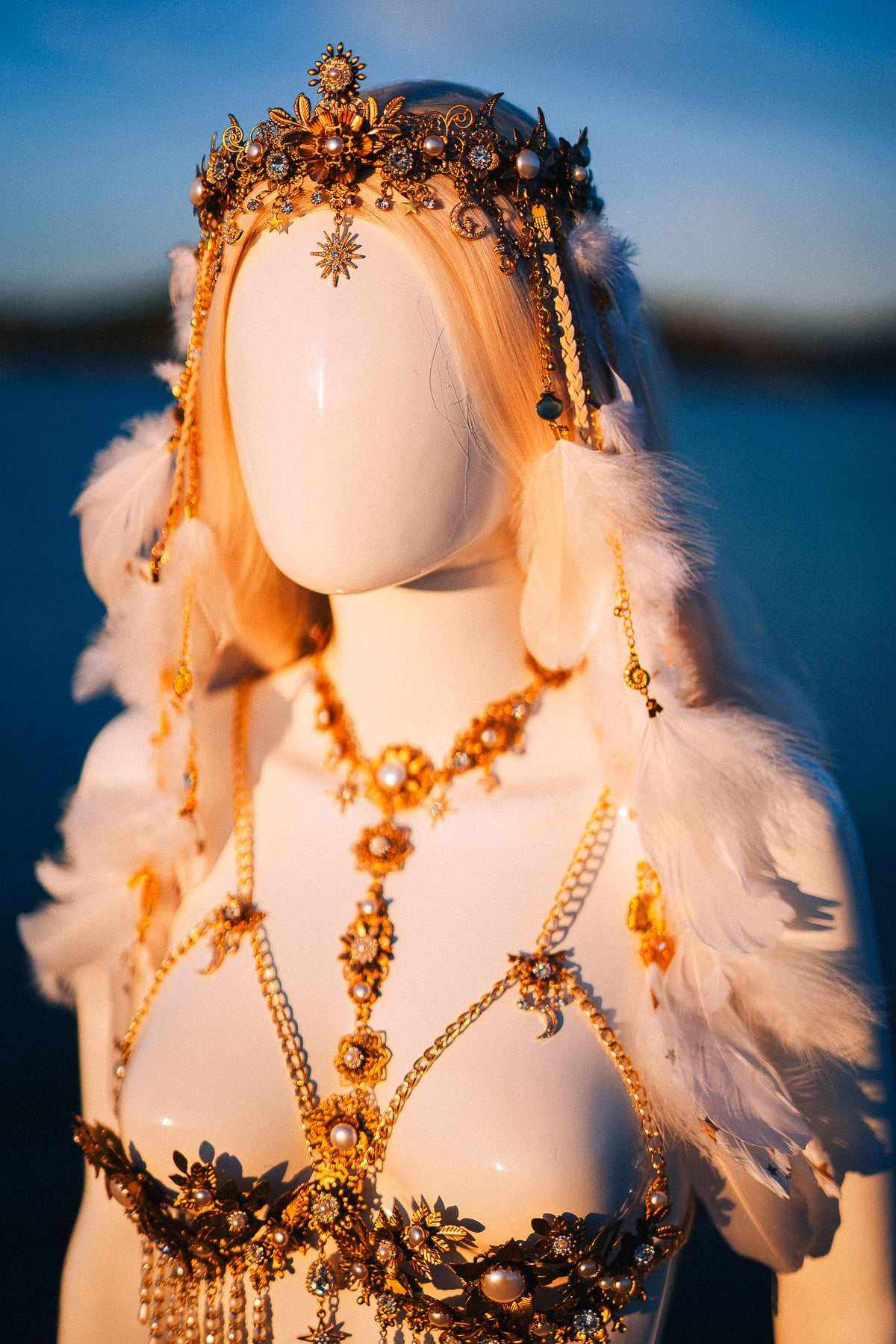 Celestial Moon Goddess Pearl Belt Festival Waist Chain