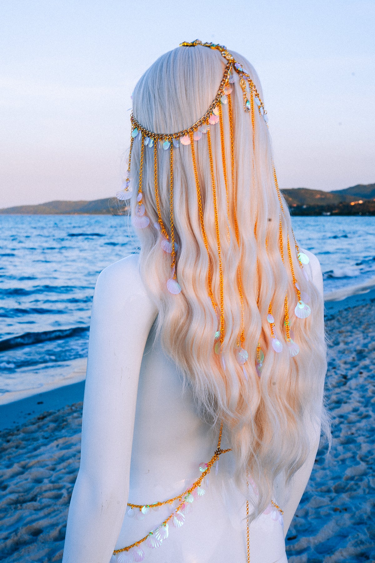 Gold Seashell Harness Beach Goddess Festival Body Chain Costume