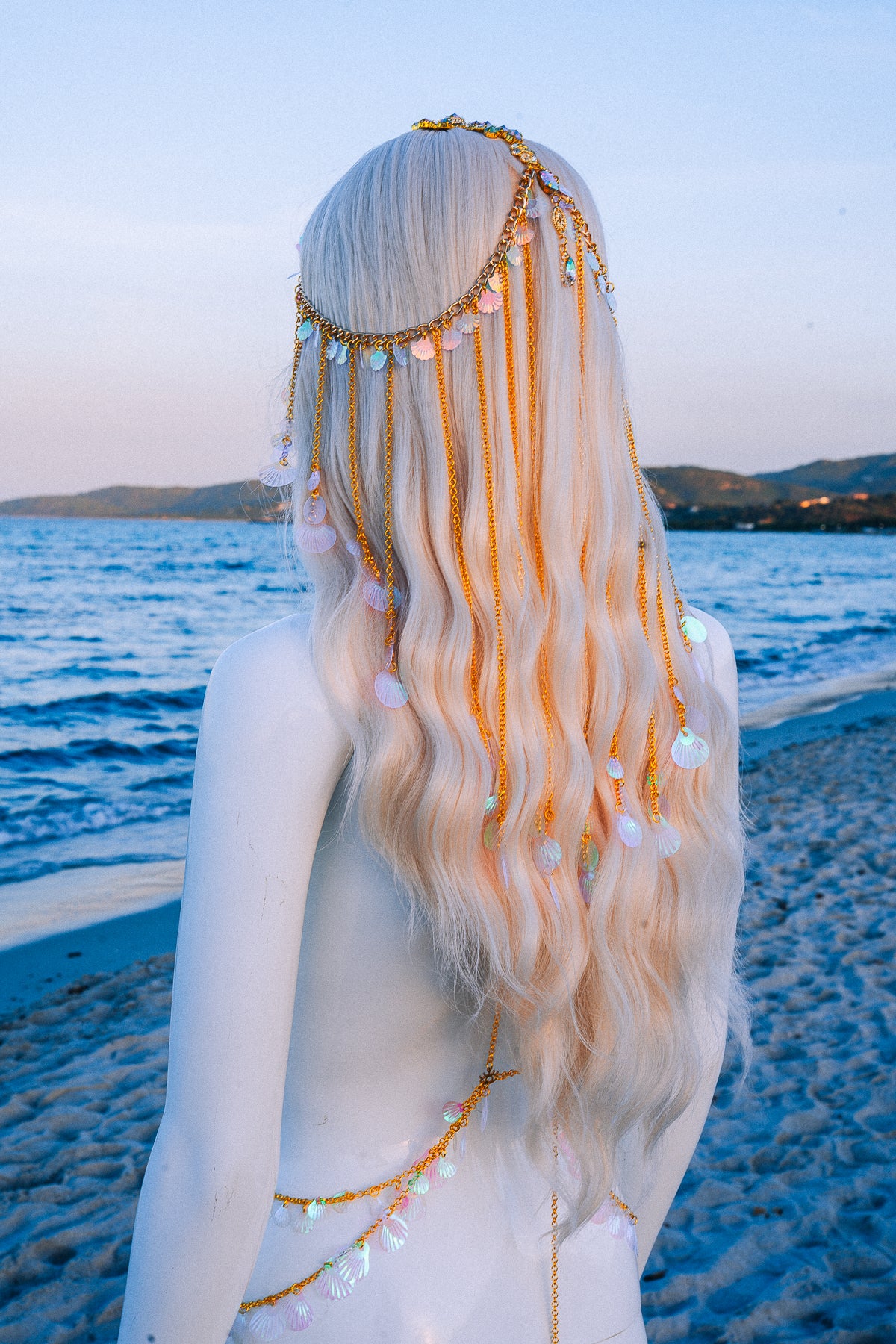 Gold Seashell Harness Beach Goddess Festival Body Chain Costume