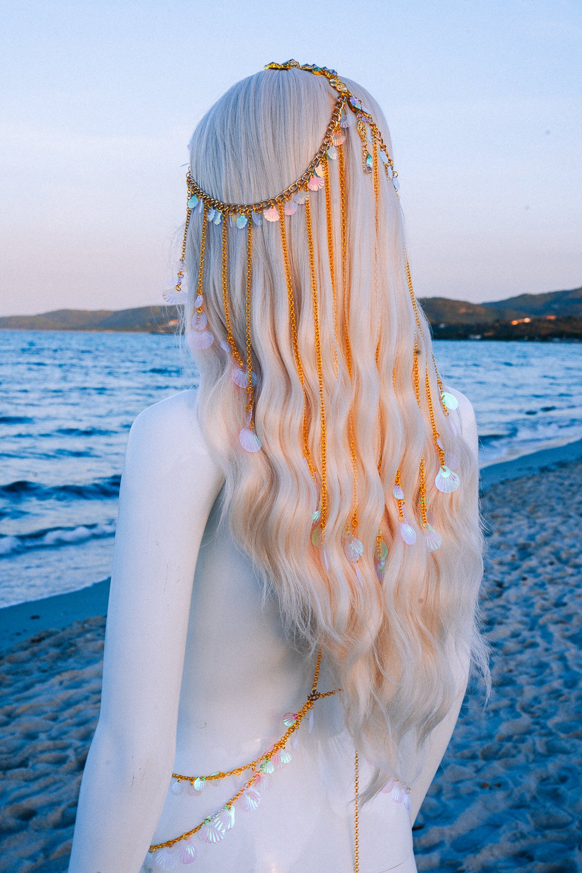 Gold Seashell Harness Beach Goddess Festival Body Chain Costume