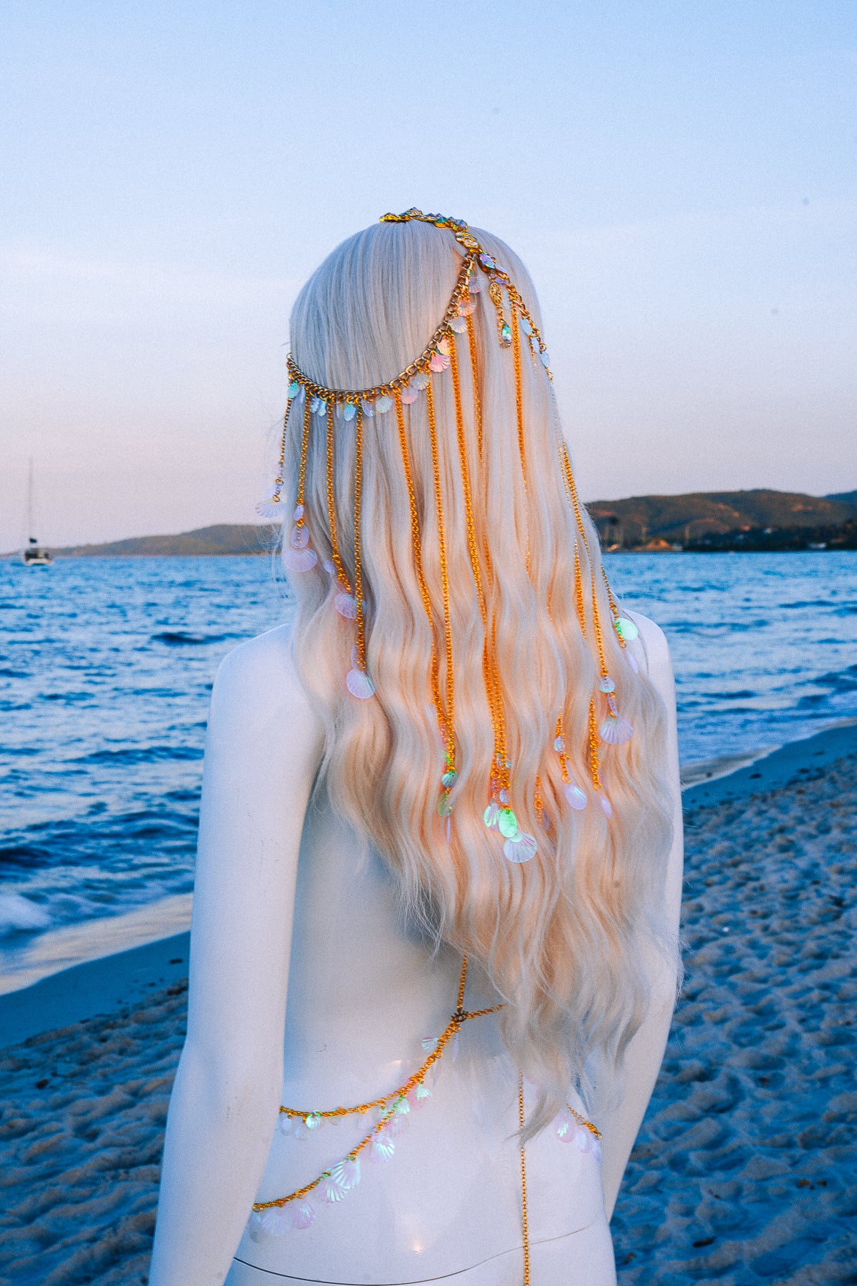 Gold Seashell Harness Beach Goddess Festival Body Chain Costume