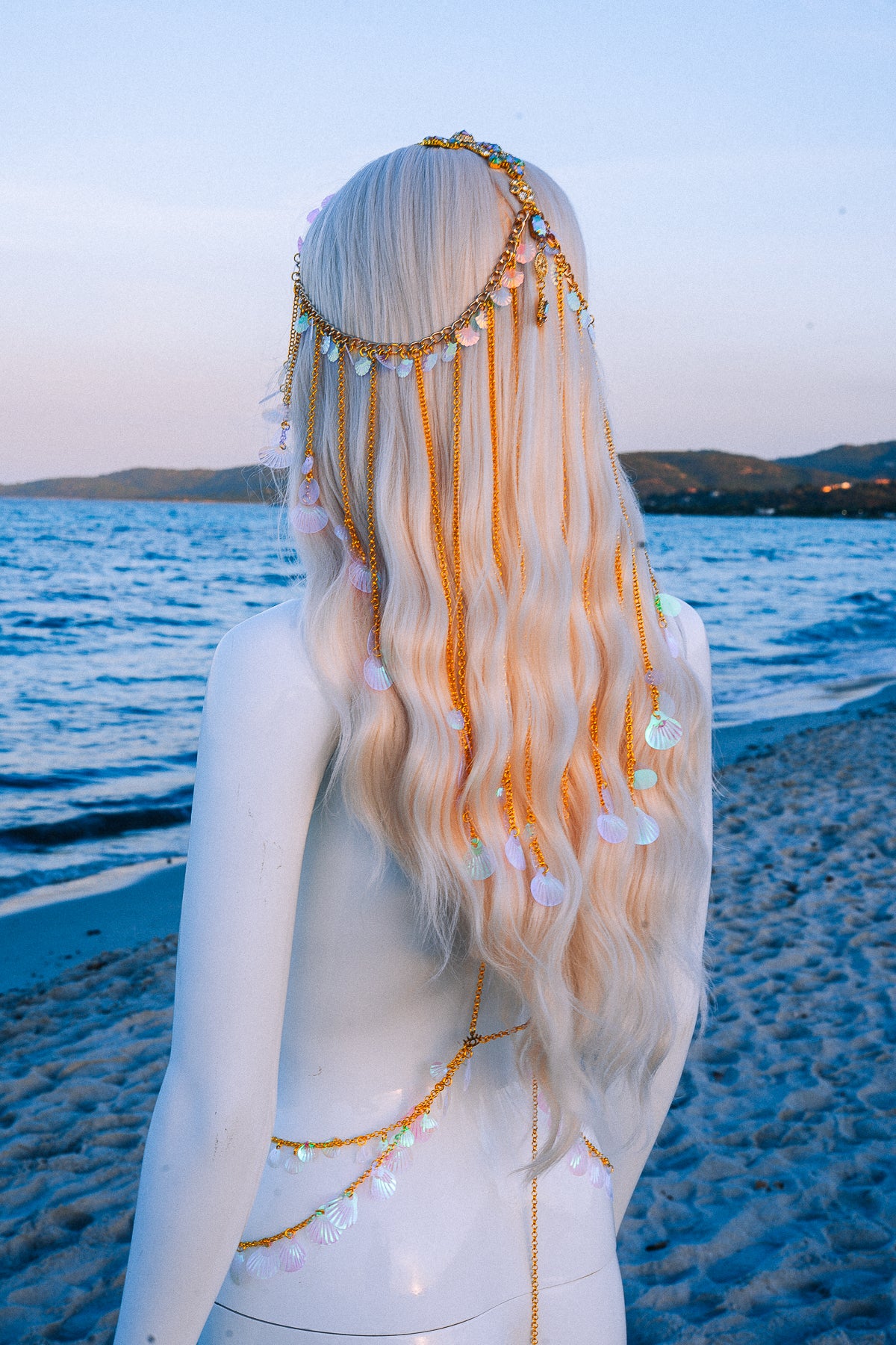 Gold Seashell Harness Beach Goddess Festival Body Chain Costume