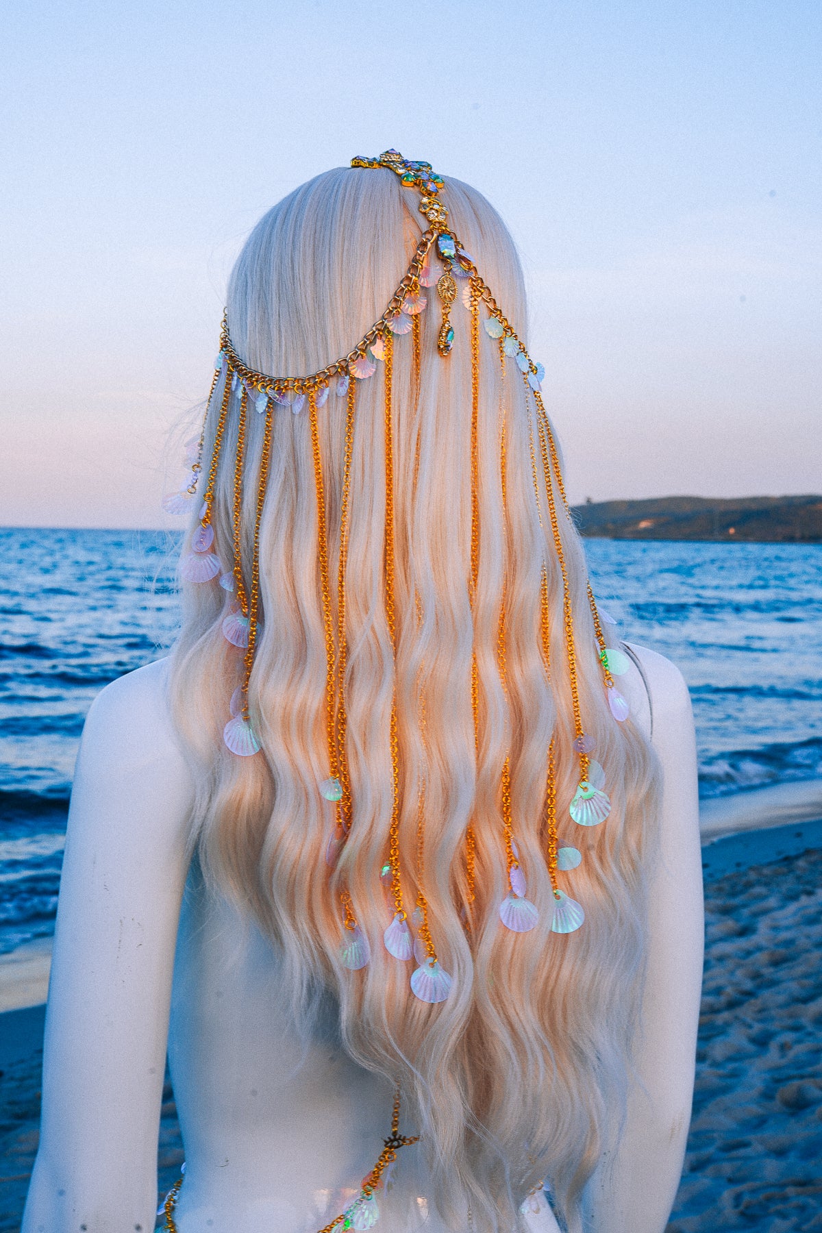 Gold Seashell Harness Beach Goddess Festival Body Chain Costume