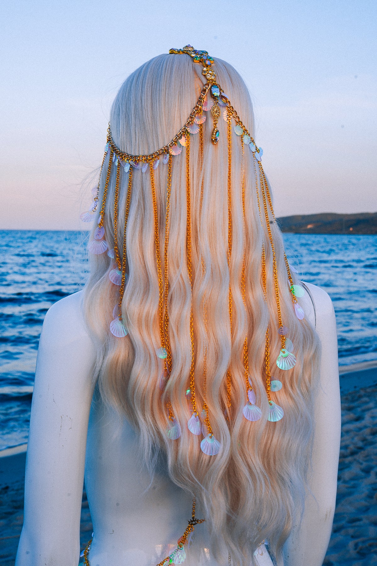 Gold Seashell Harness Beach Goddess Festival Body Chain Costume