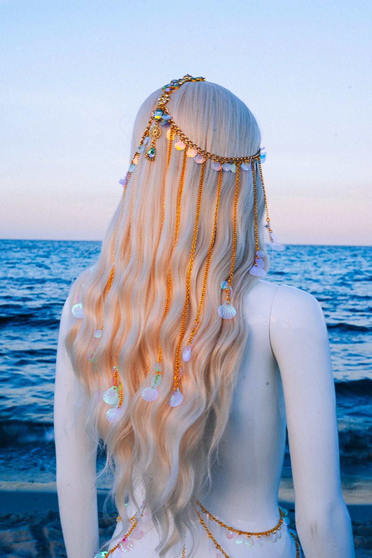 Gold Seashell Harness Beach Goddess Festival Body Chain Costume