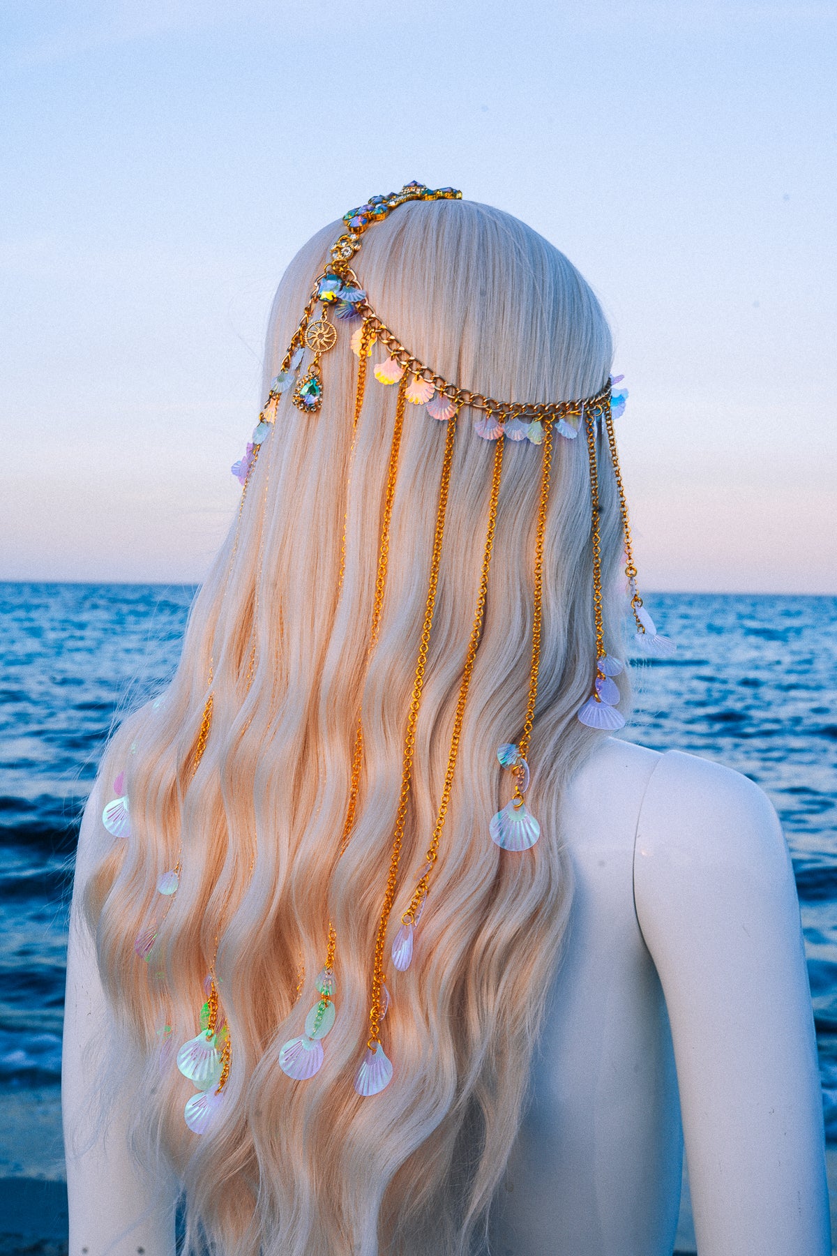 Gold Seashell Harness Beach Goddess Festival Body Chain Costume