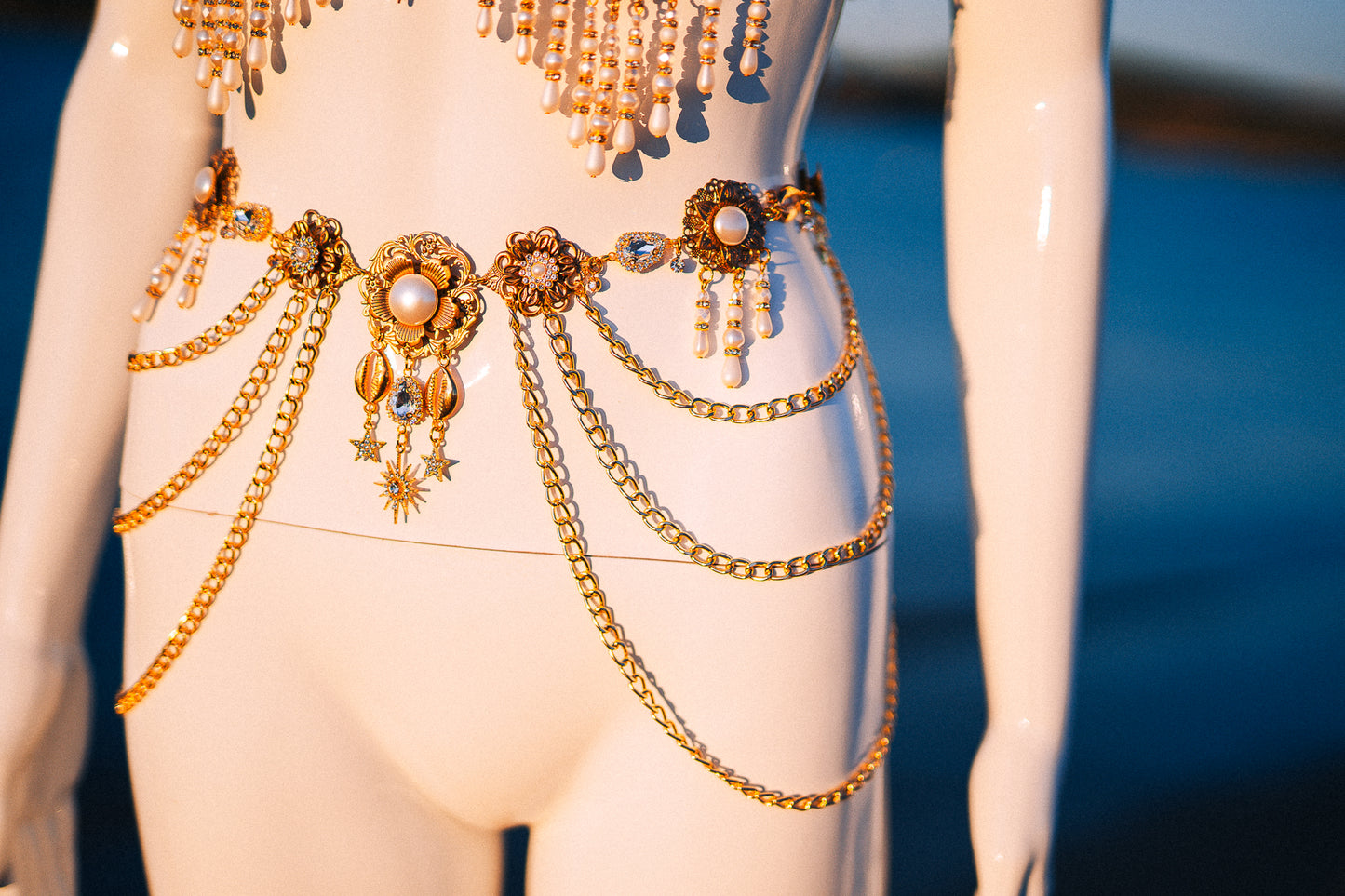 Celestial Moon Goddess Pearl Belt Festival Waist Chain