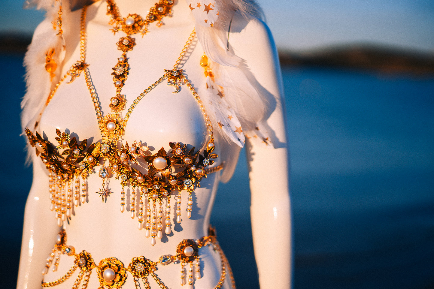 Celestial Moon Goddess Pearl Belt Festival Waist Chain