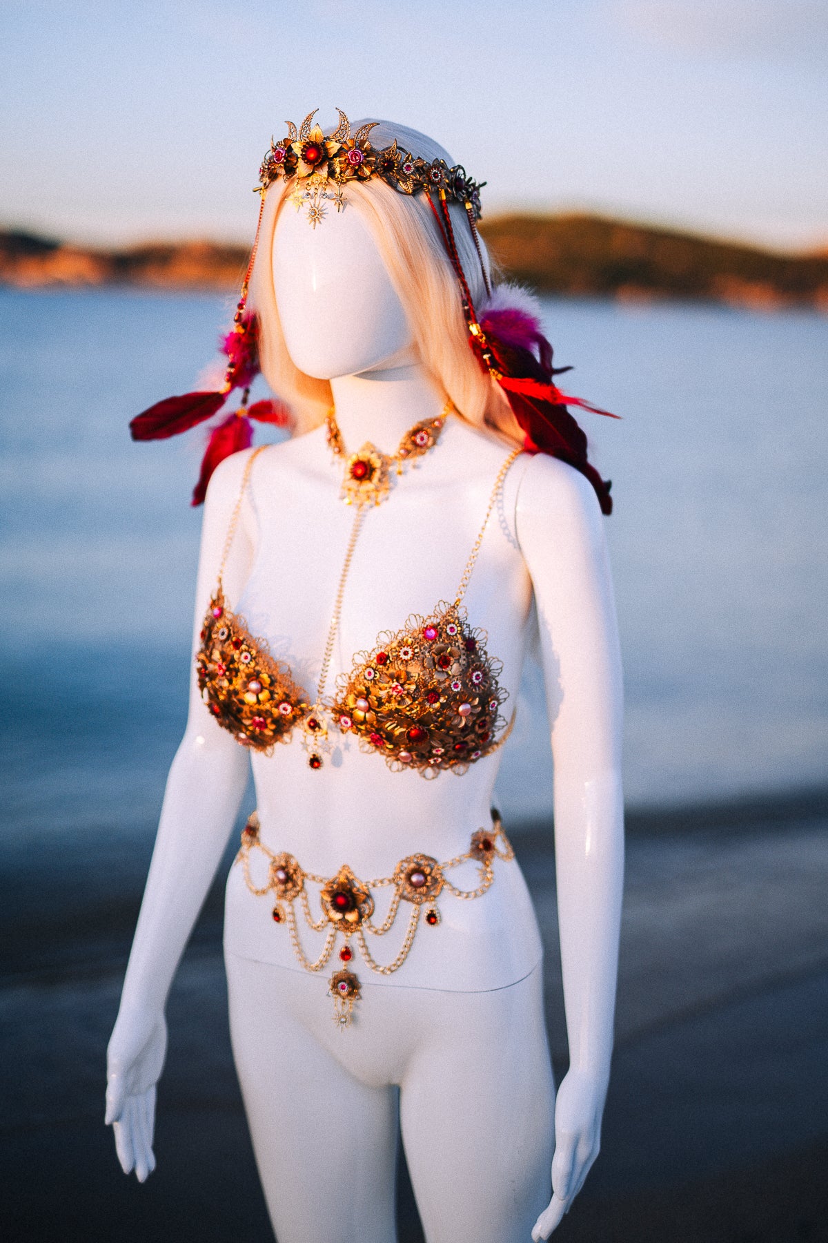 Ruby Moon Goddess Belly Chain Belt Festival Jewelry