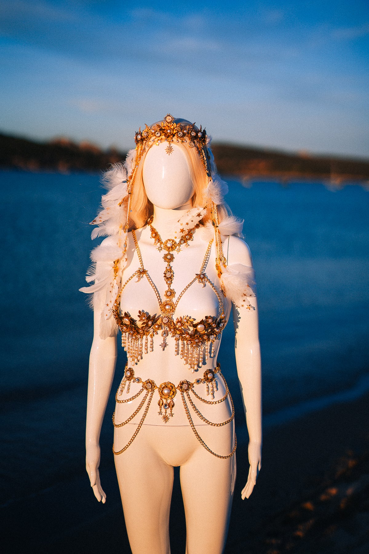 Celestial Moon Goddess Pearl Belt Festival Waist Chain