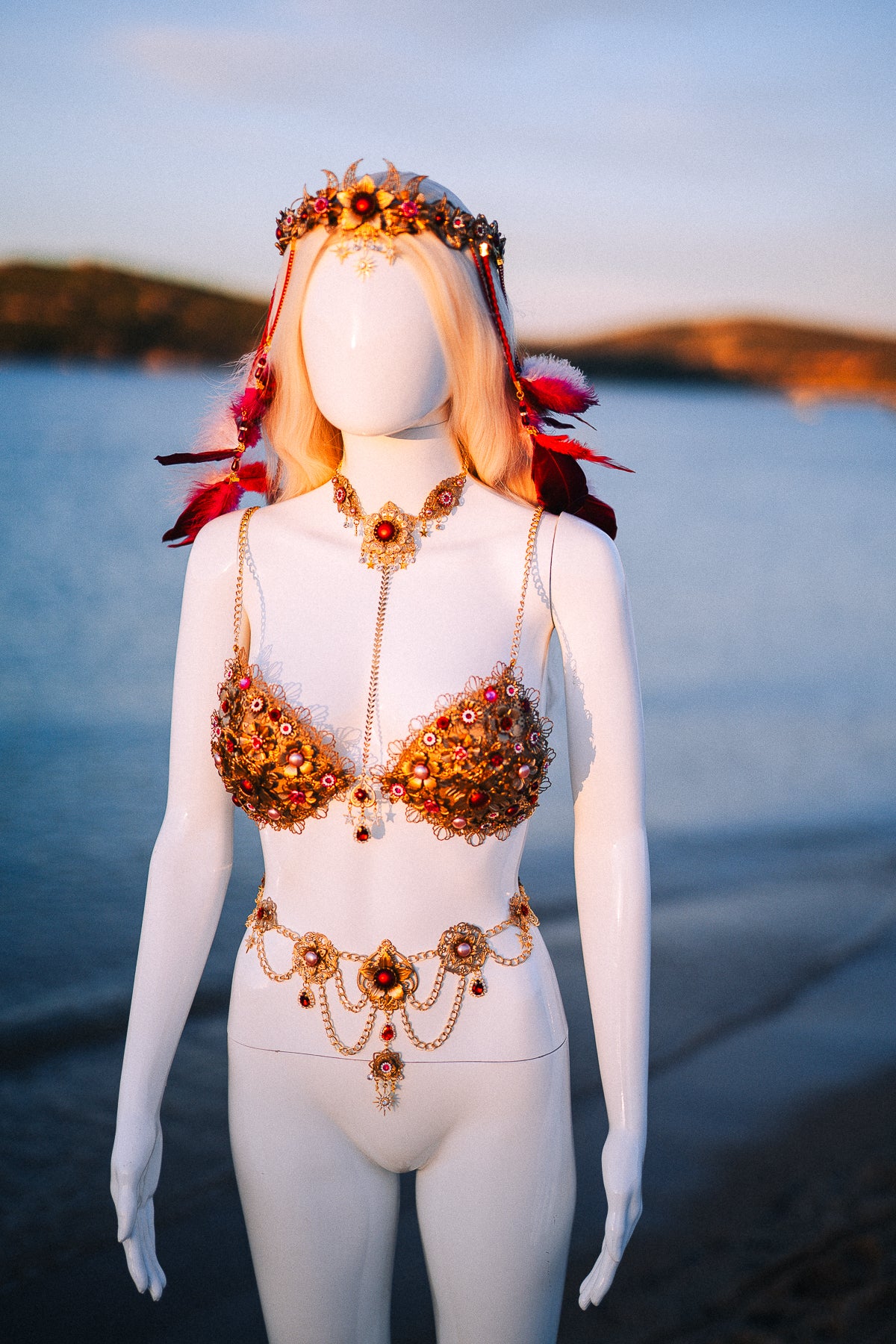 Ruby Moon Goddess Belly Chain Belt Festival Jewelry