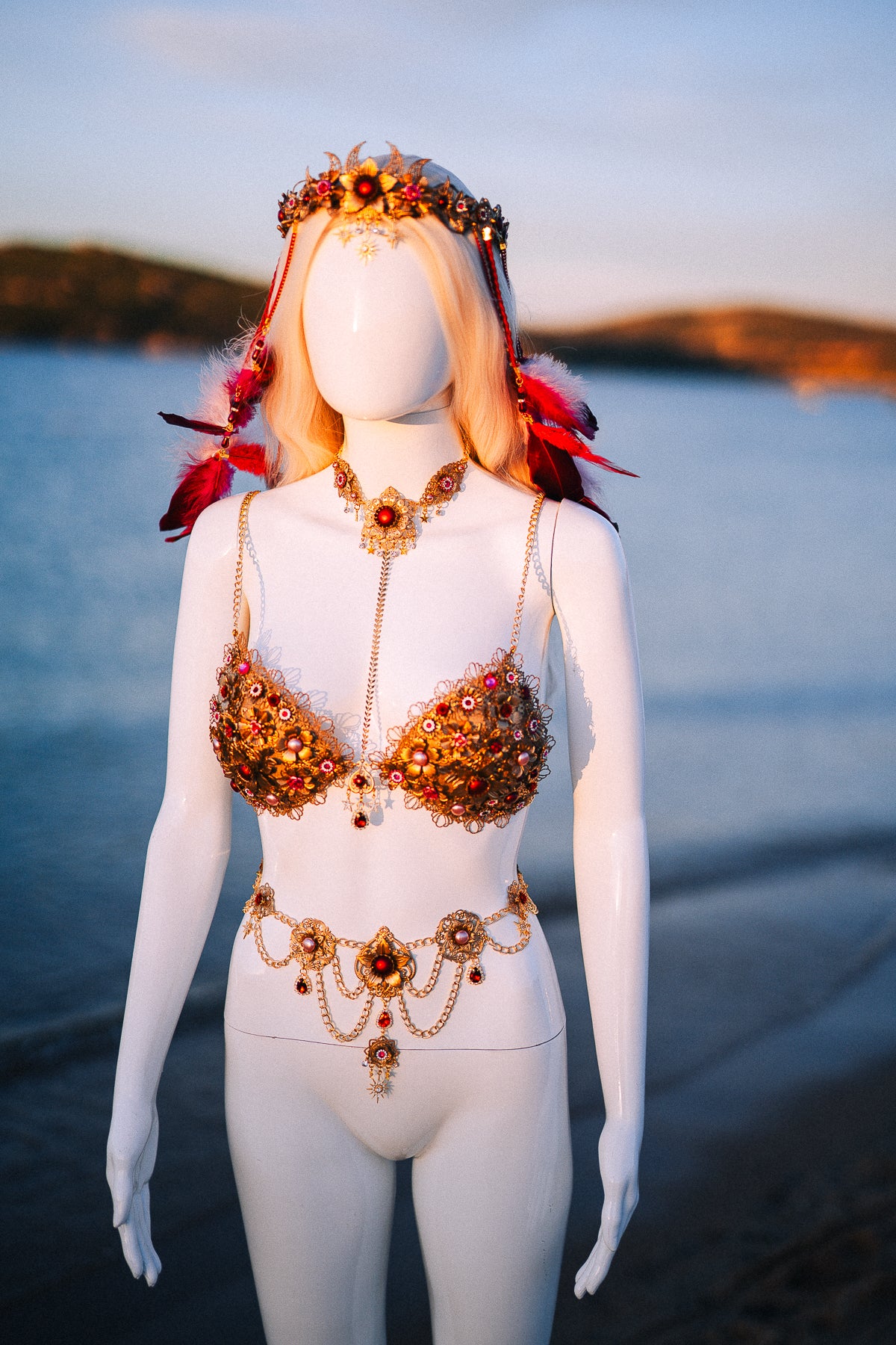 Ruby Moon Goddess Belly Chain Belt Festival Jewelry