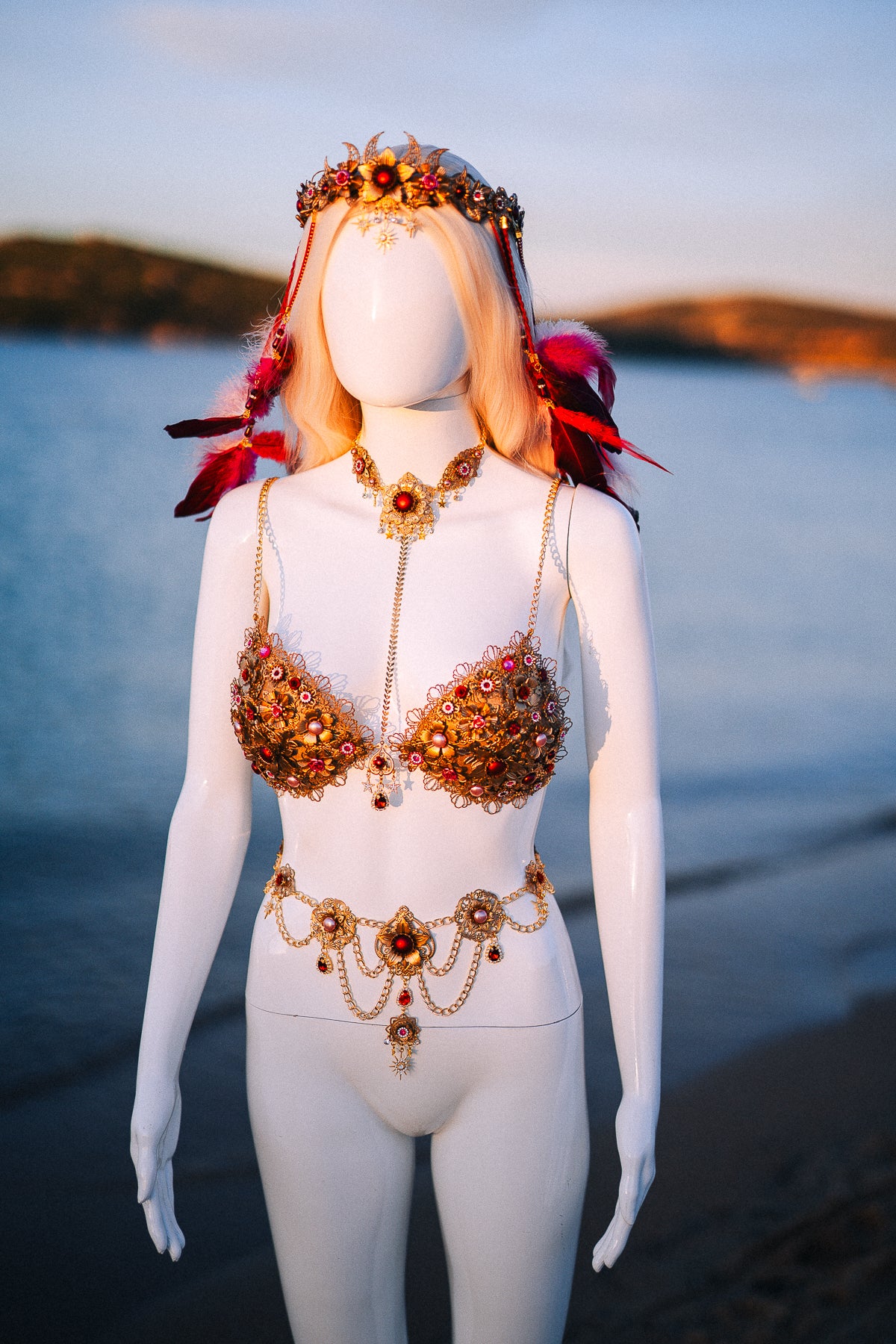 Ruby Moon Goddess Belly Chain Belt Festival Jewelry