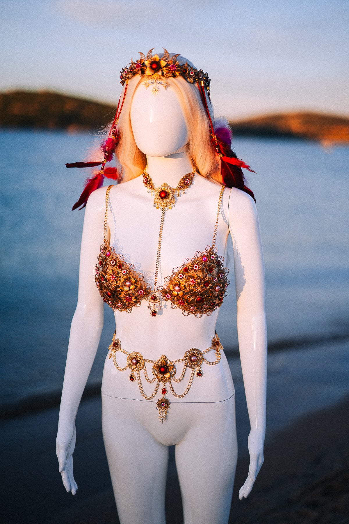 Ruby Moon Goddess Belly Chain Belt Festival Jewelry