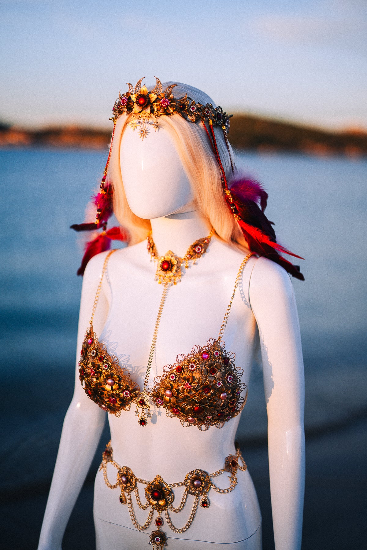 Ruby Moon Goddess Belly Chain Belt Festival Jewelry