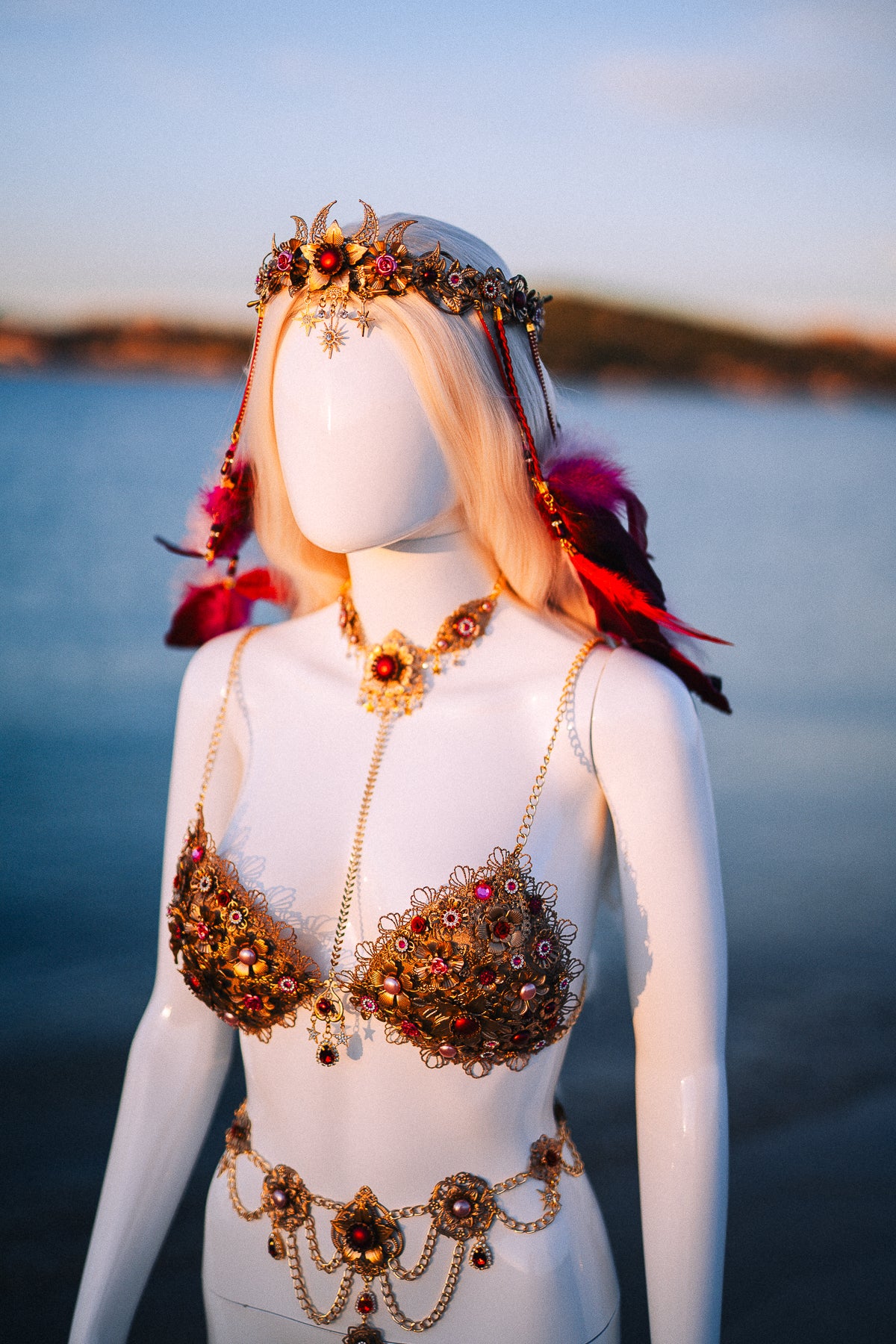 Ruby Moon Goddess Belly Chain Belt Festival Jewelry