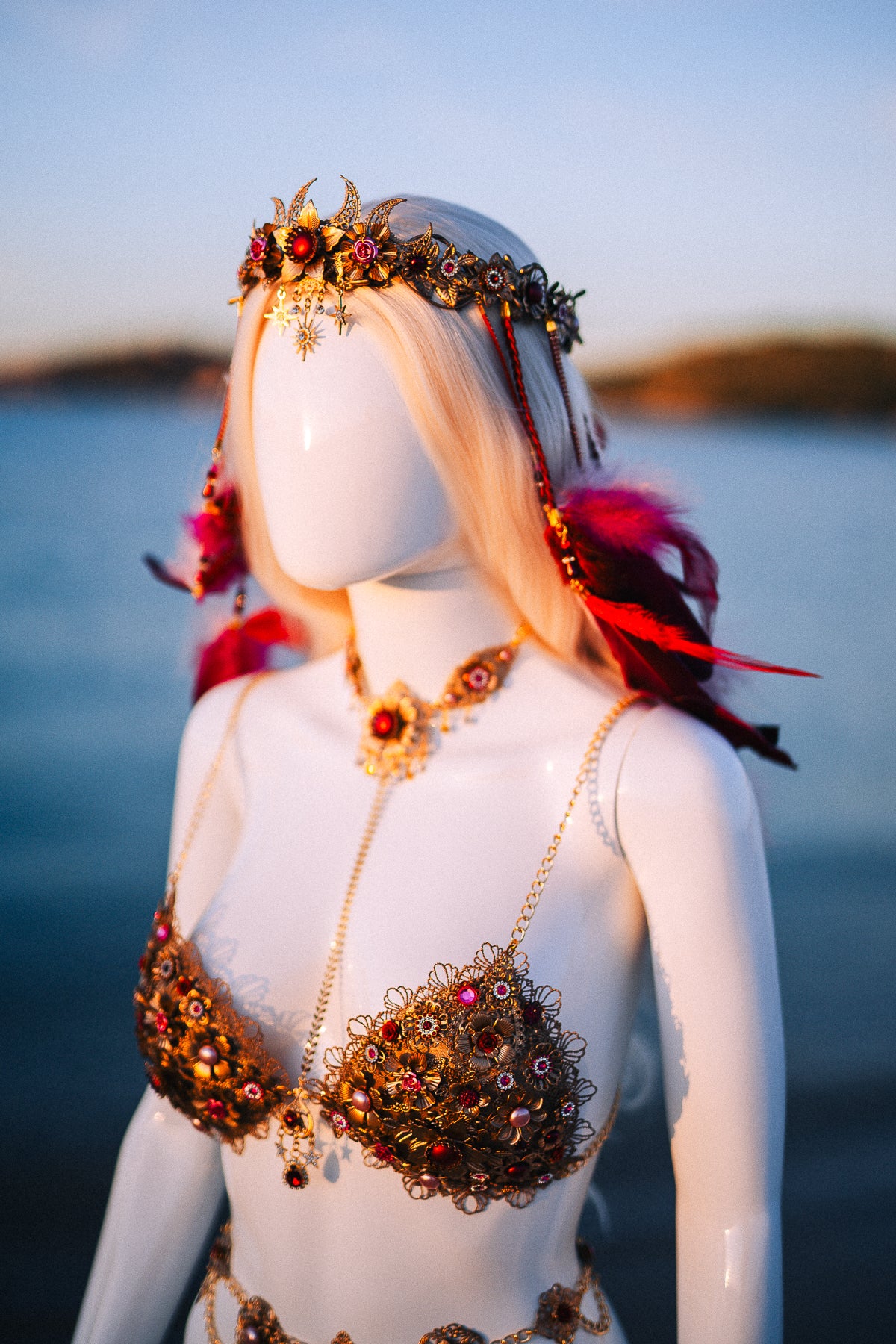 Ruby Moon Goddess Belly Chain Belt Festival Jewelry