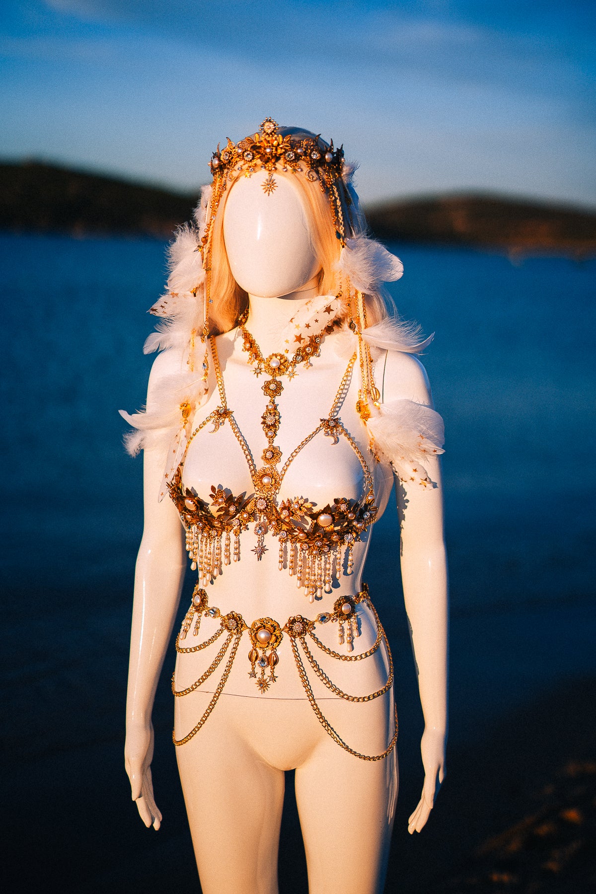 Celestial Moon Goddess Pearl Belt Festival Waist Chain
