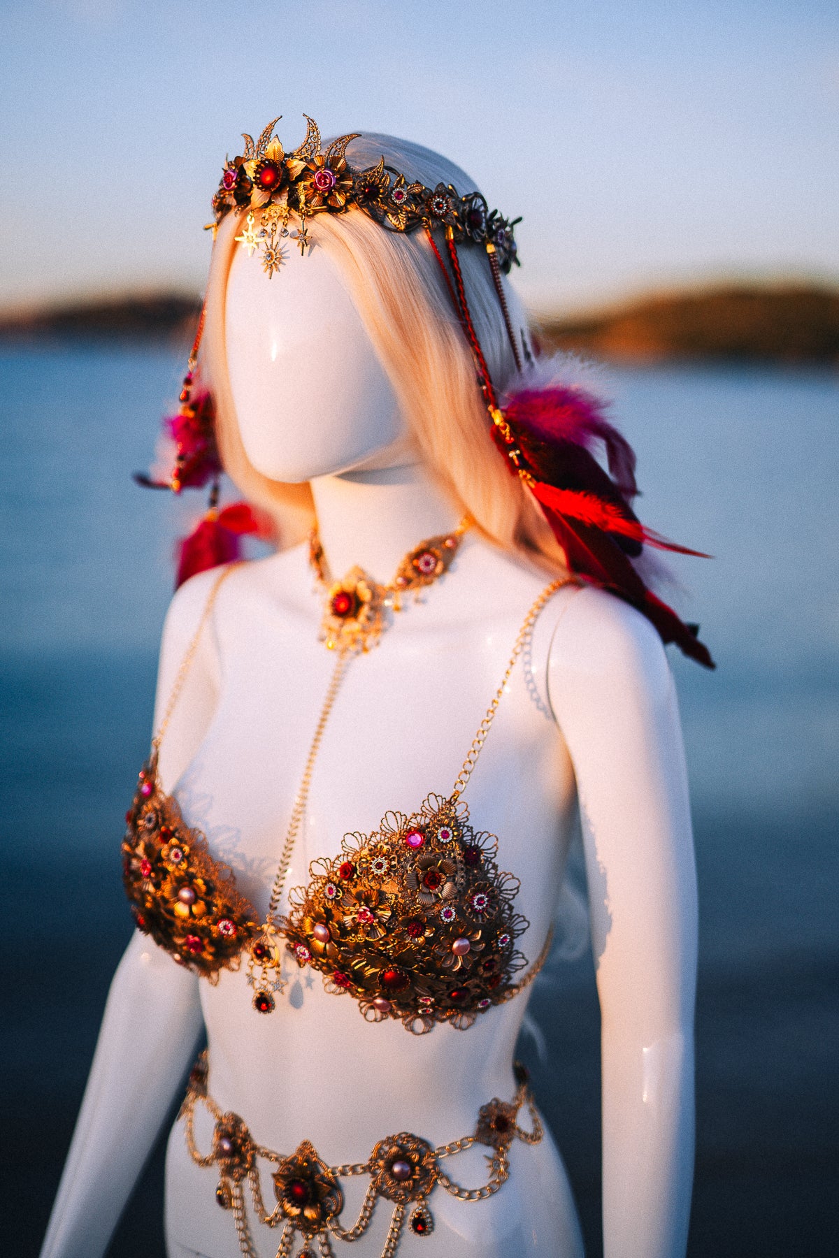 Ruby Moon Goddess Belly Chain Belt Festival Jewelry