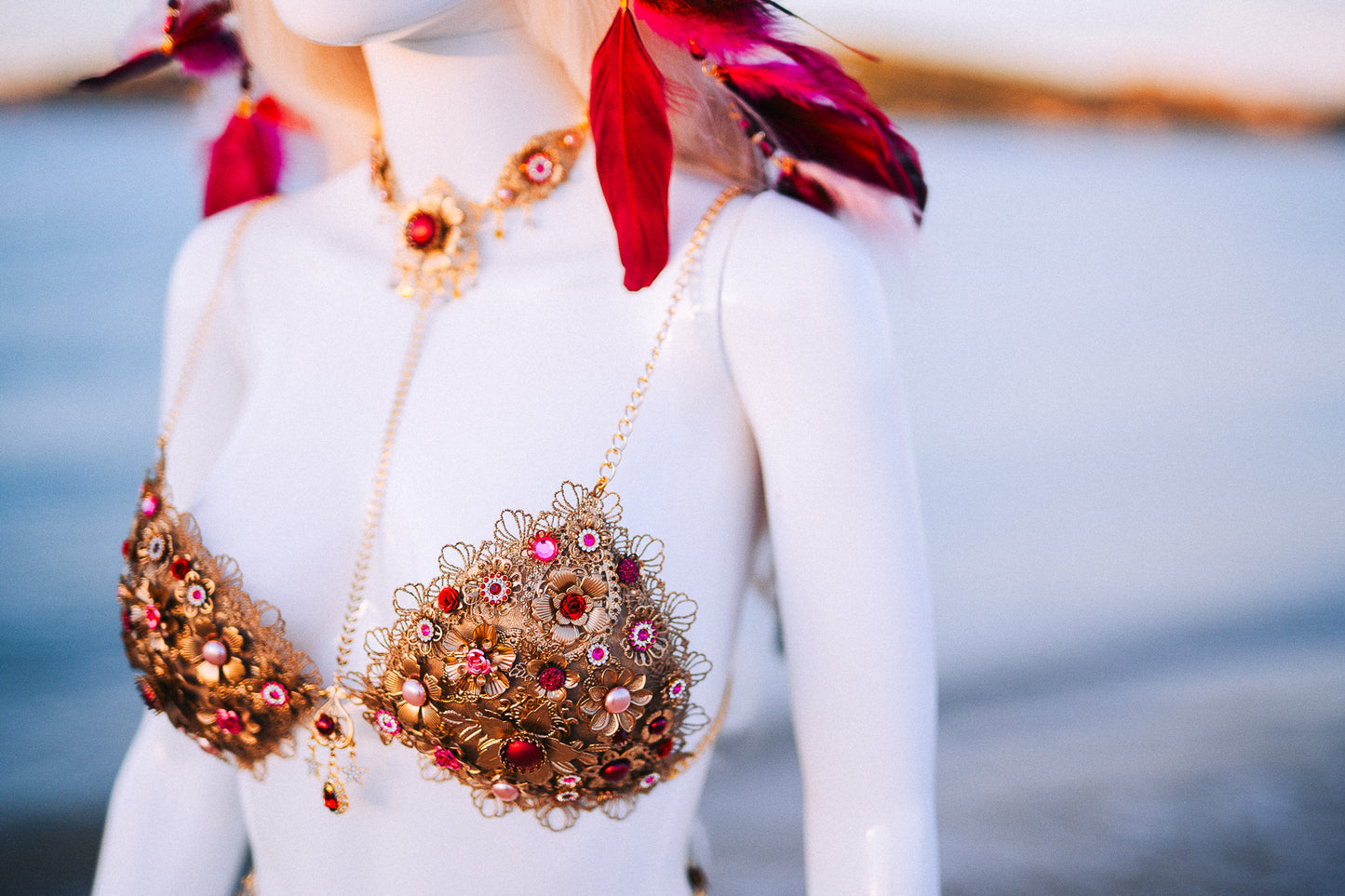 Ruby Moon Goddess Belly Chain Belt Festival Jewelry